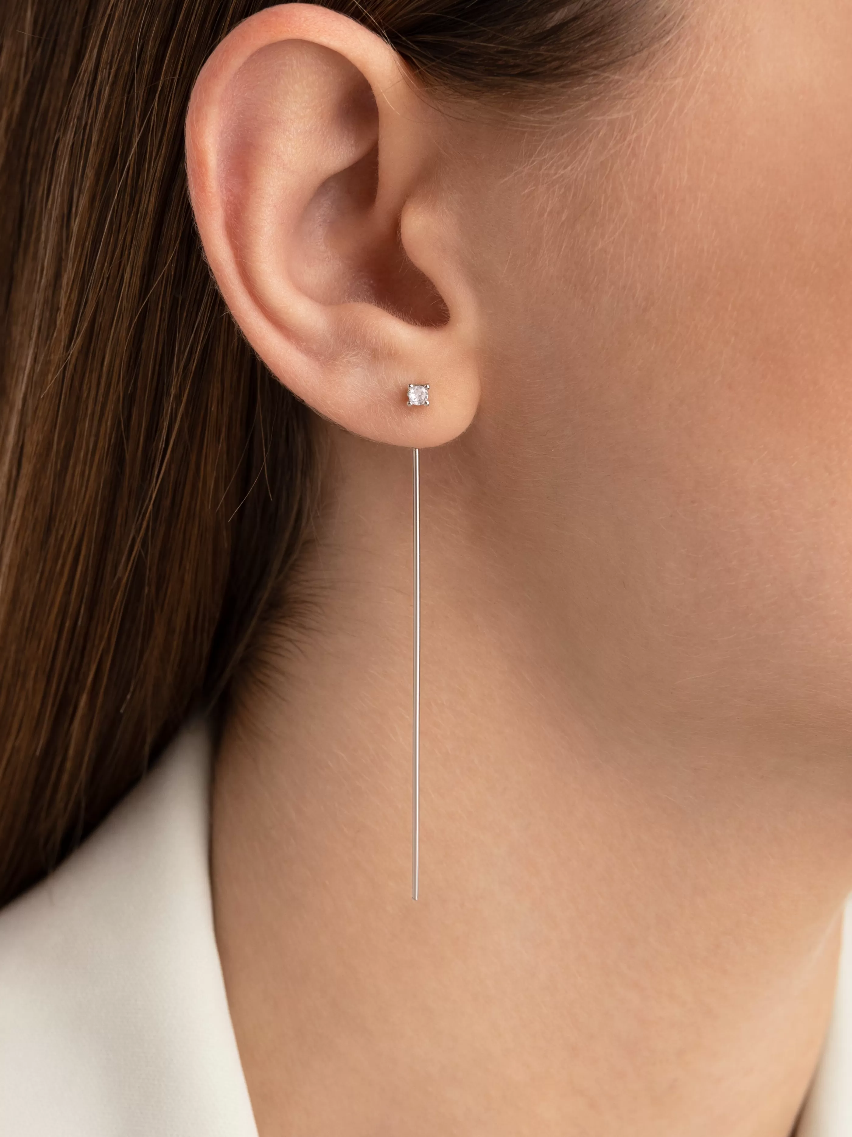 SINGULARU Pendientes Falling Stick Spark Plata- Pendientes Largos