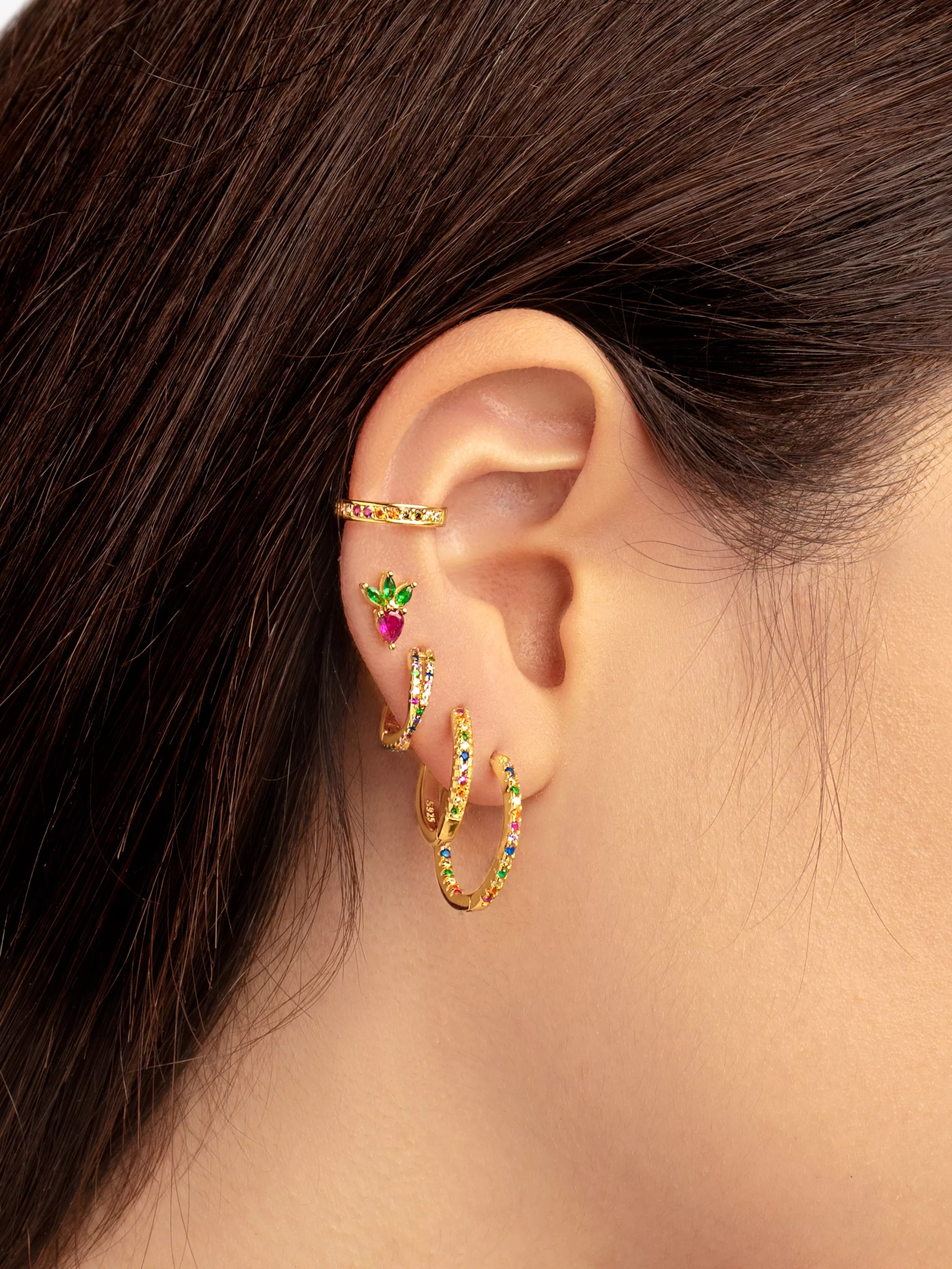 SINGULARU Pendientes Gleam Colors Plata Bano Oro- Aros