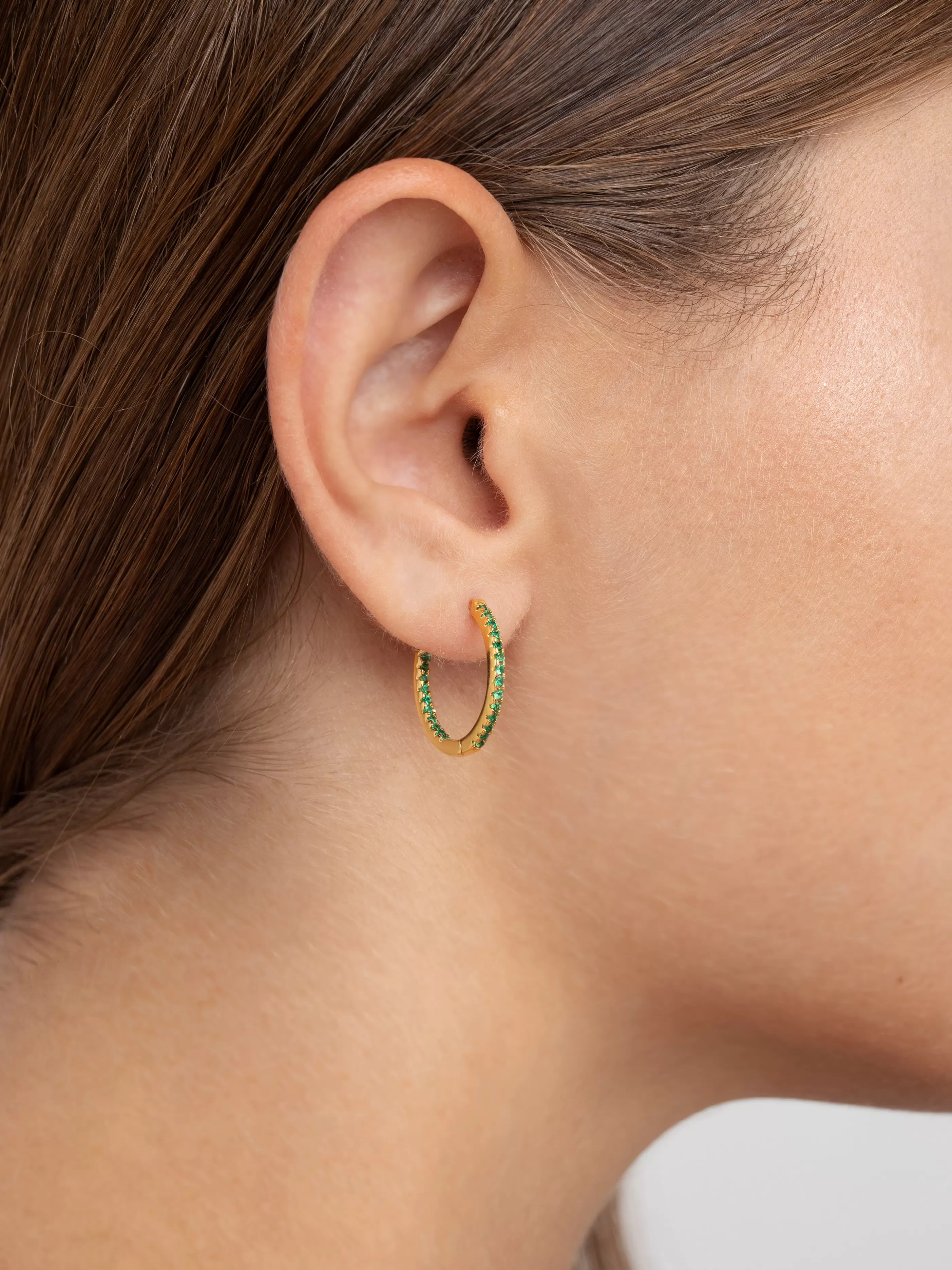 SINGULARU Pendientes Gleam Green Plata Bano Oro- Pendientes De Colores