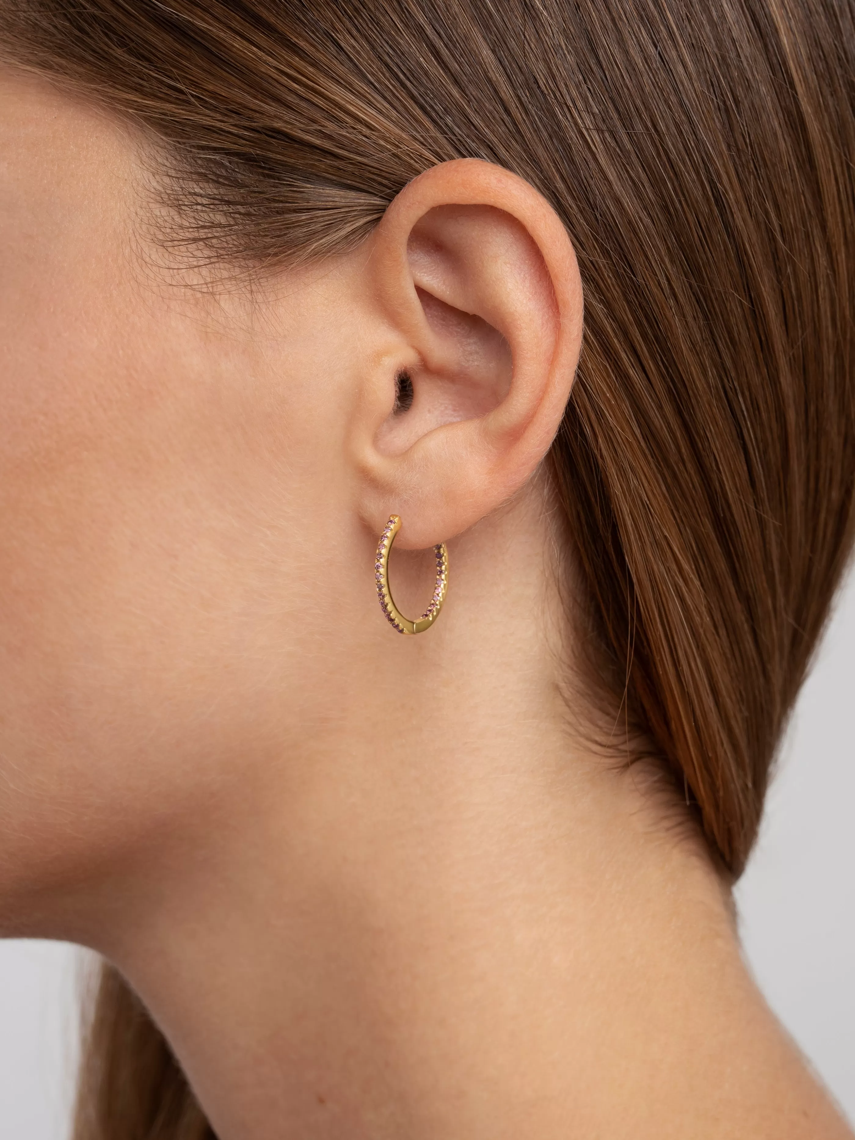 SINGULARU Pendientes Gleam Lavande Plata Bano Oro- Pendientes De Colores