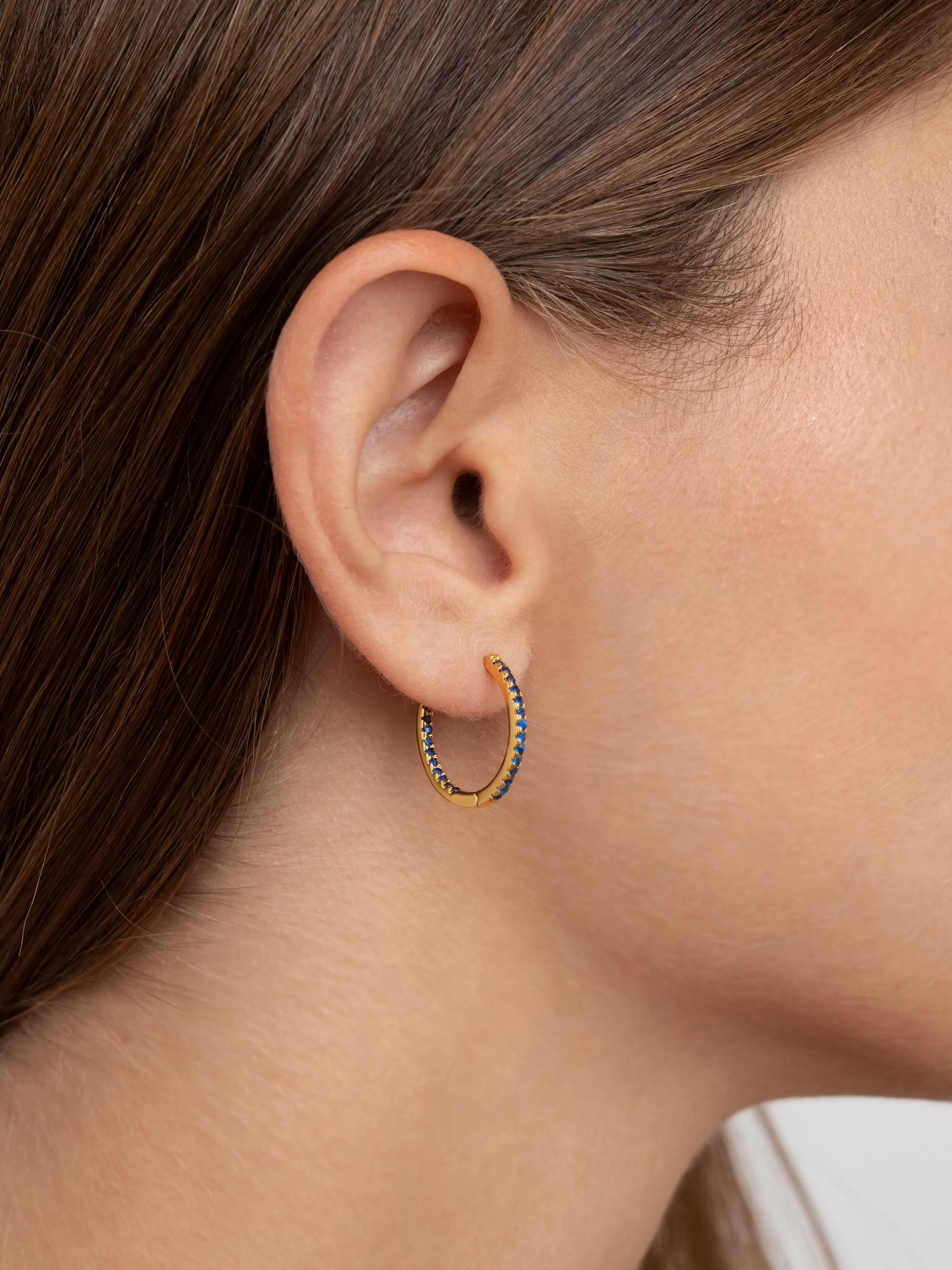 SINGULARU Pendientes Gleam Navy Plata Bano Oro- Pendientes De Colores