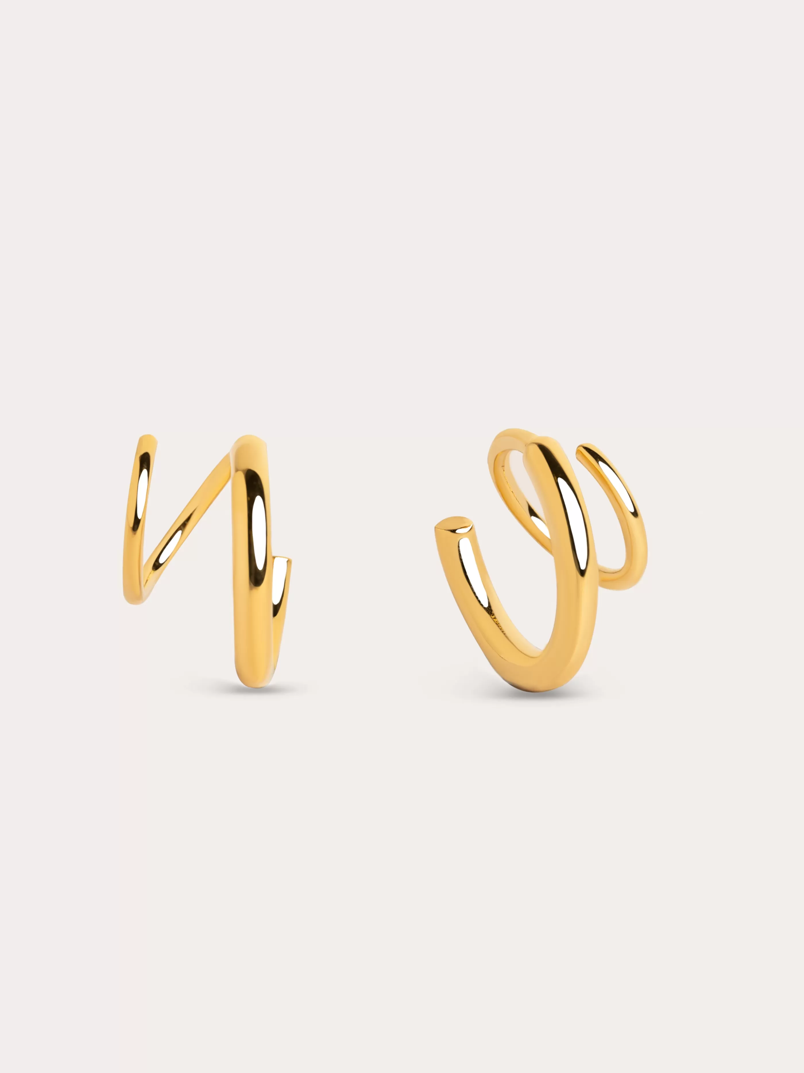 SINGULARU Pendientes Gota Spiral Plata Bano Oro- Aros