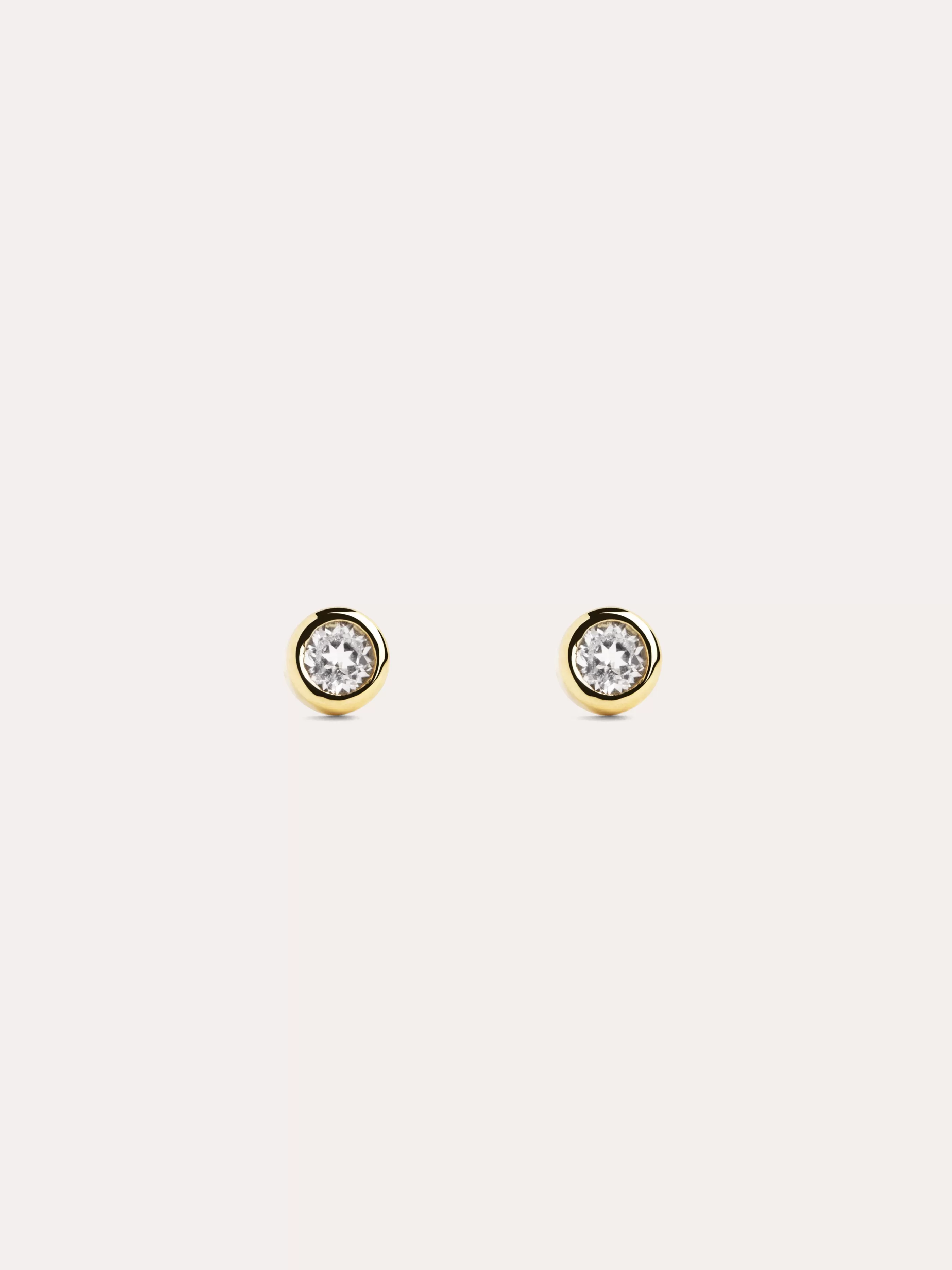 SINGULARU Pendientes Grace Oro Amarillo 9Kt Con Topacio Blanco- Joyas Oro 9Kt