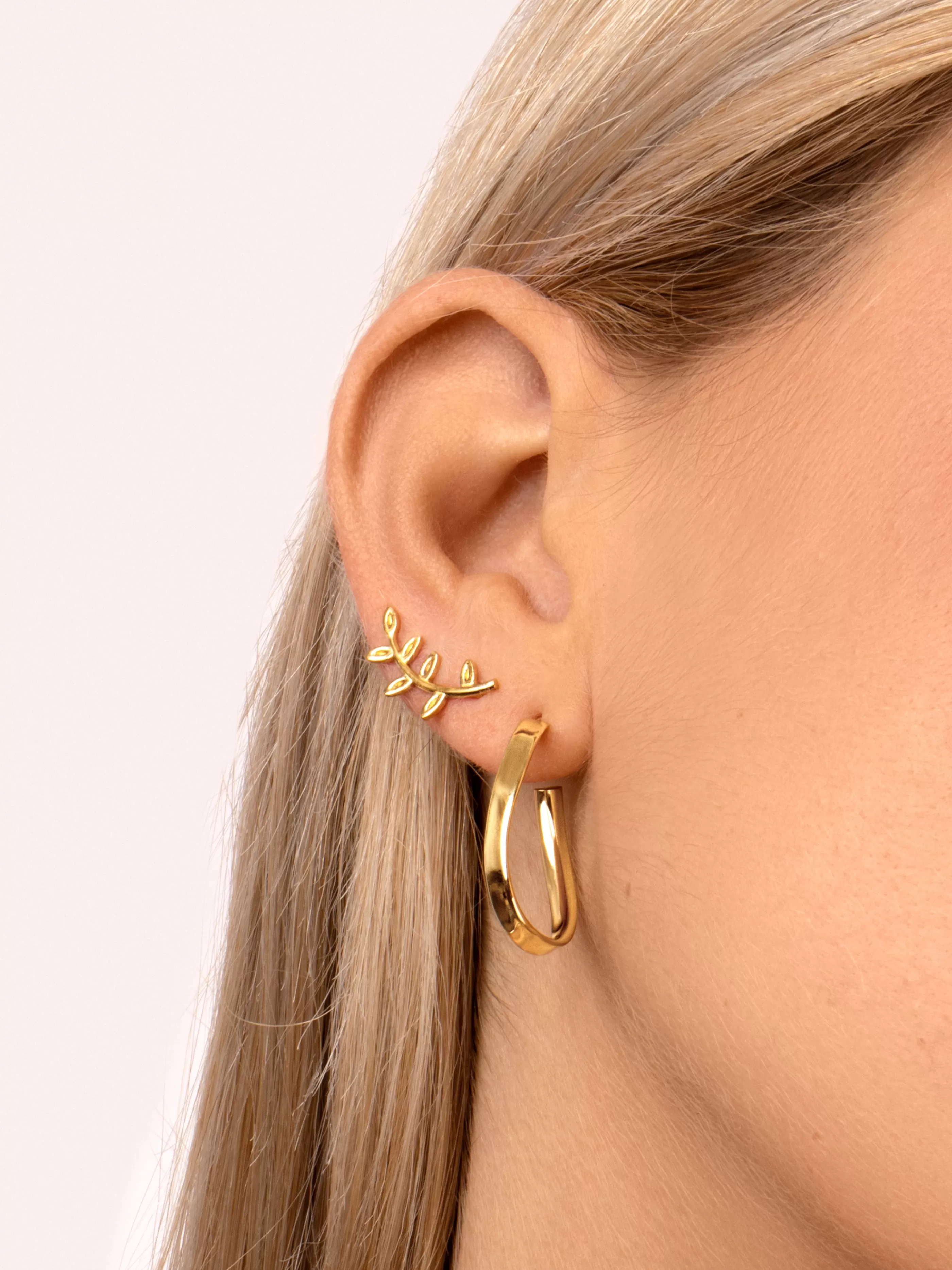 SINGULARU Pendientes Gren Plata Bano Oro- Pendientes Trepadores