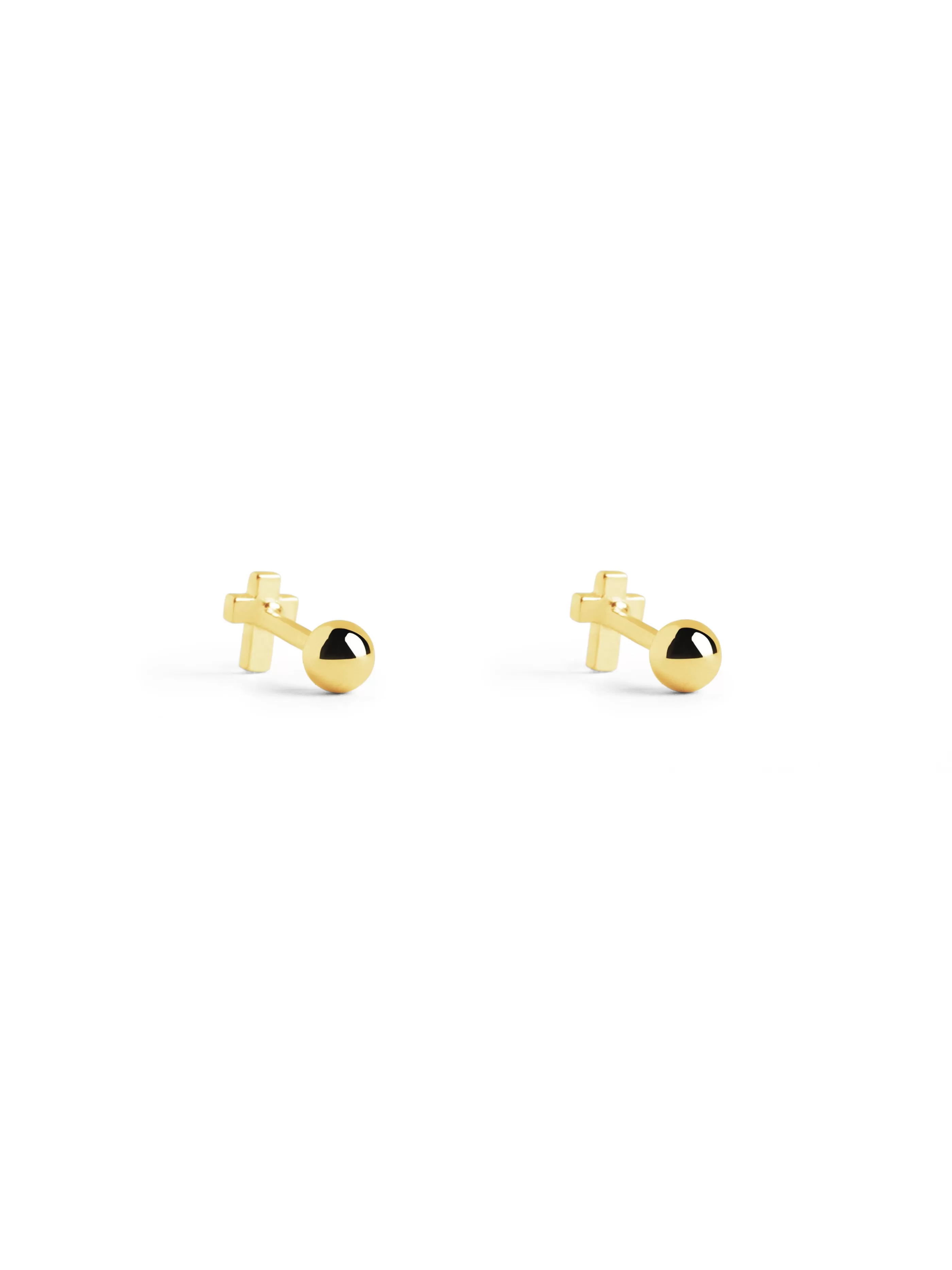 SINGULARU Pendientes Kids Cruz Plata Bano Oro- Pendientes De Rosca