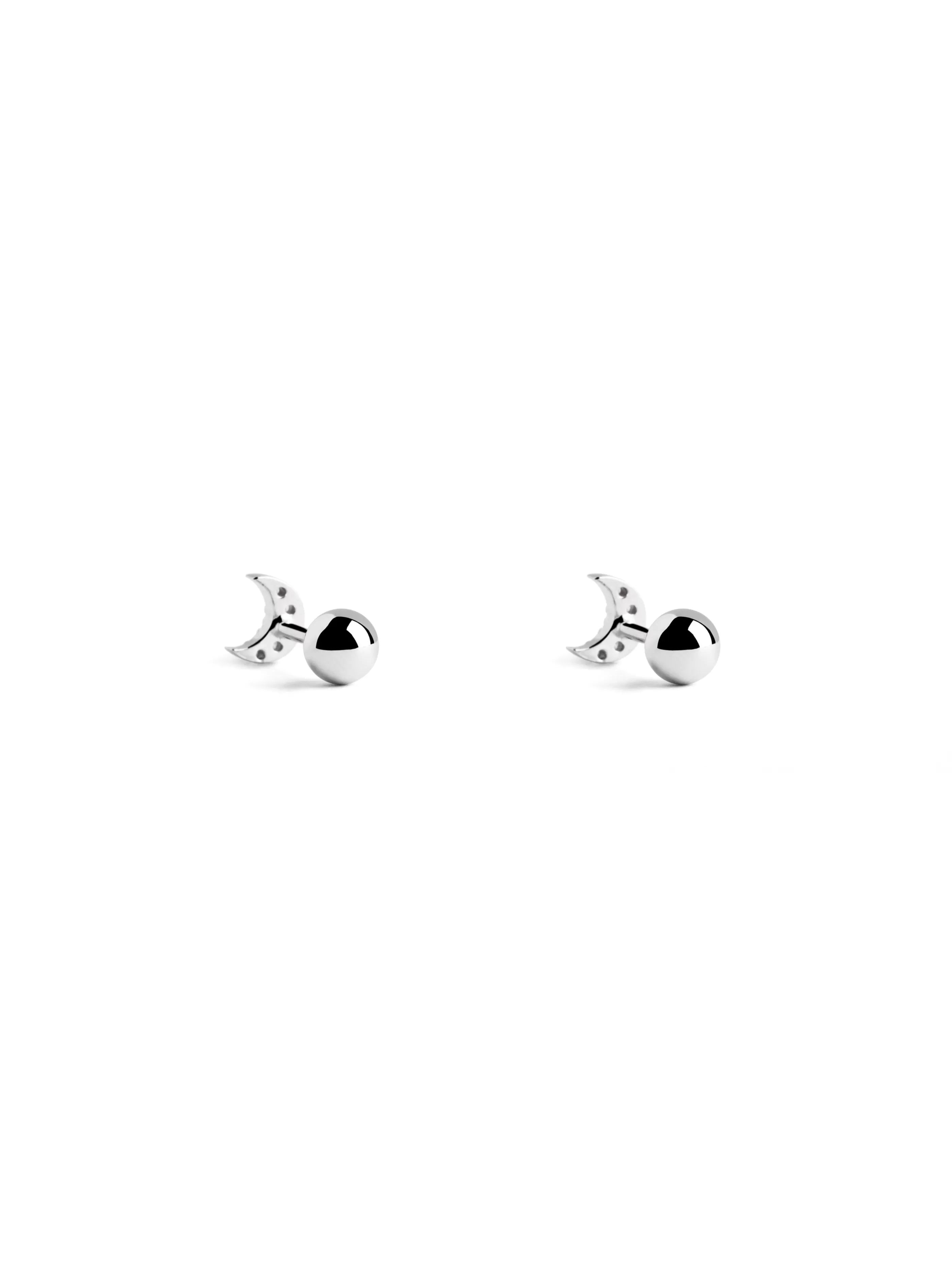 SINGULARU Pendientes Kids Moon Spark Plata- Pendientes De Rosca