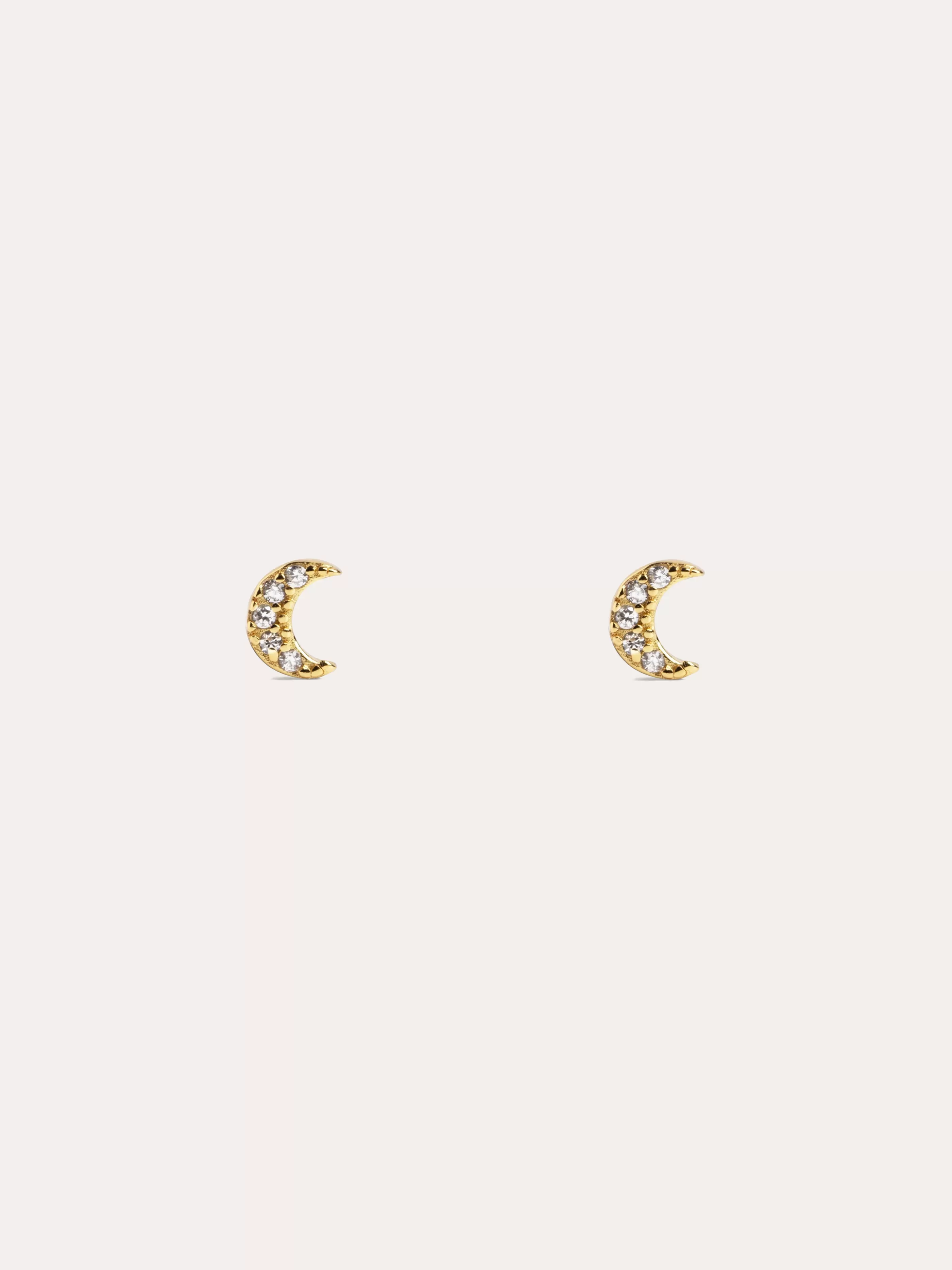 SINGULARU Pendientes Kids Moon Spark Plata Bano Oro- Pendientes De Rosca