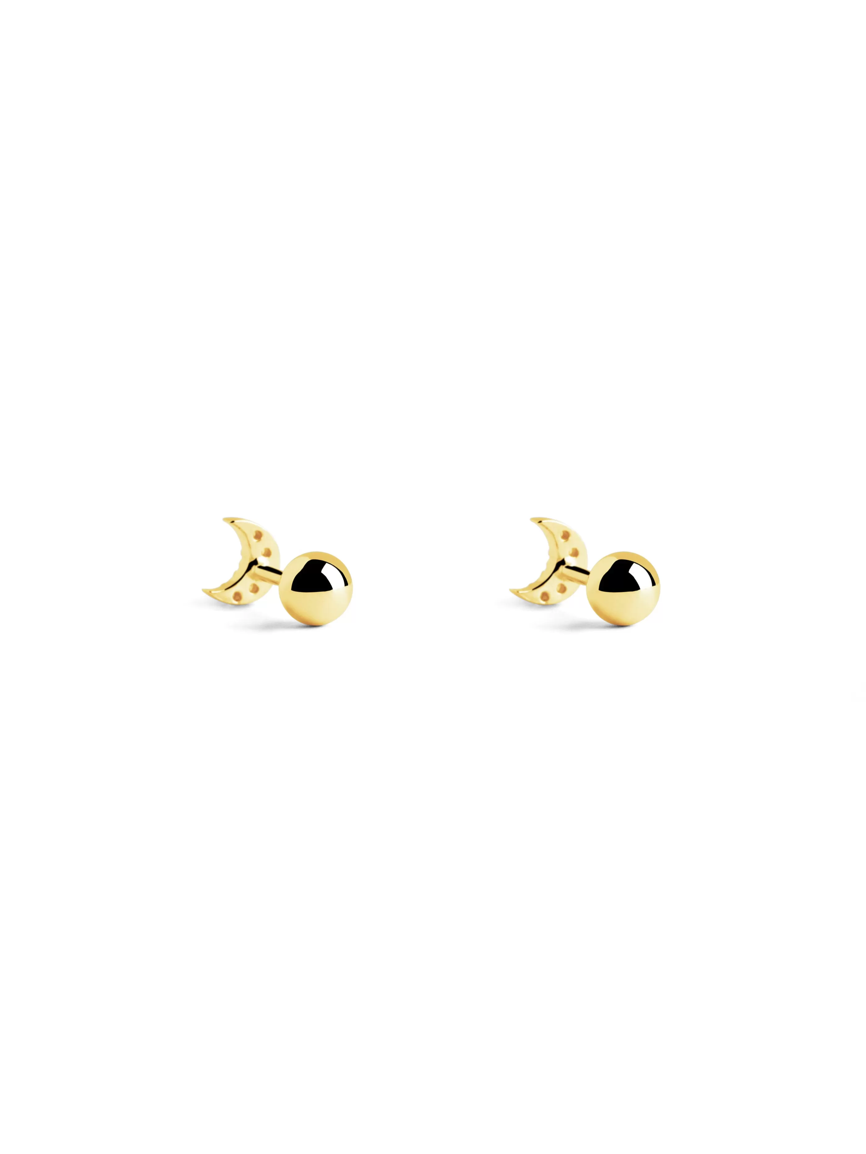 SINGULARU Pendientes Kids Moon Spark Plata Bano Oro- Pendientes De Rosca