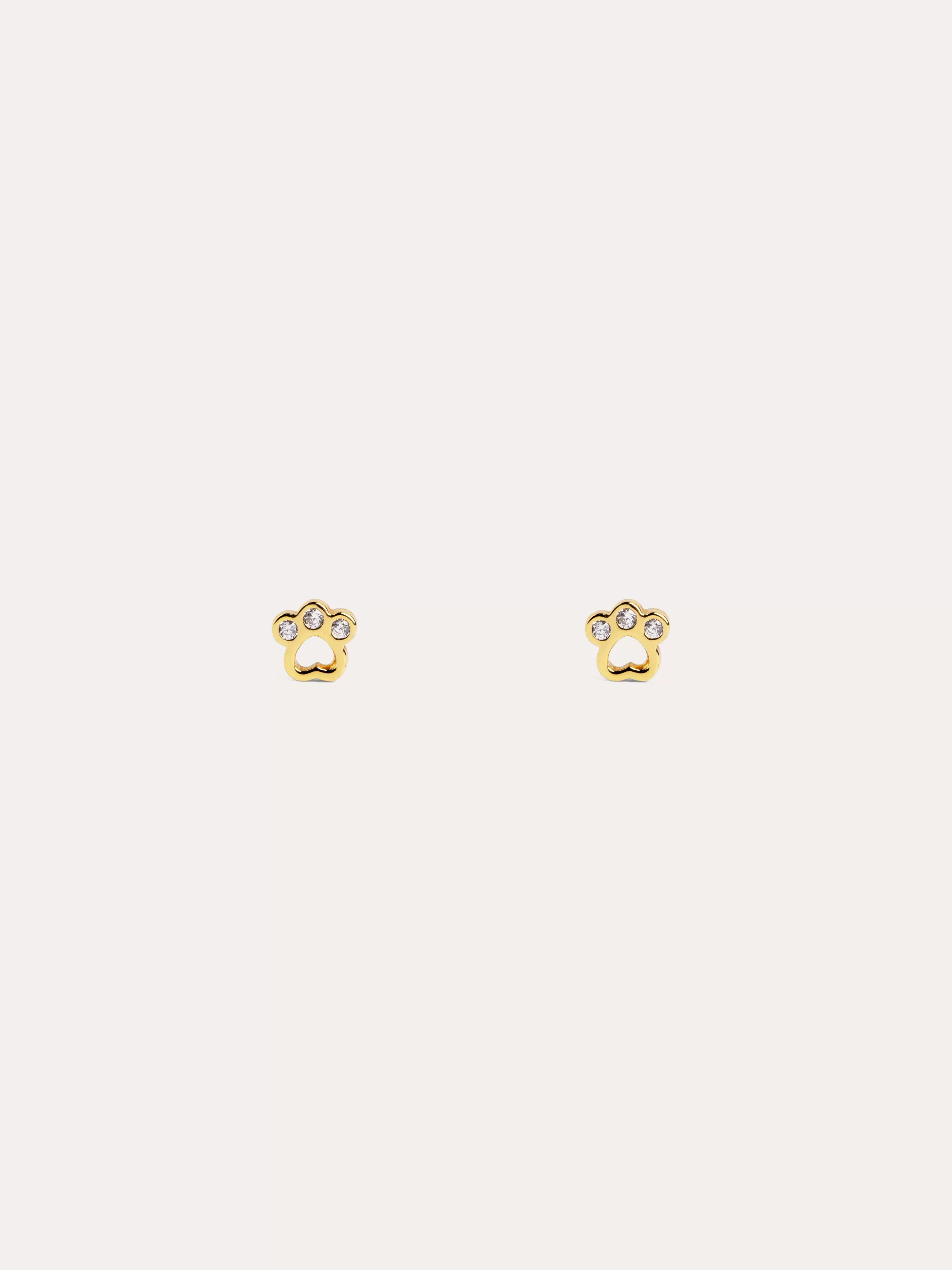 SINGULARU Pendientes Kids Paw Plata Bano Oro- Pendientes De Rosca