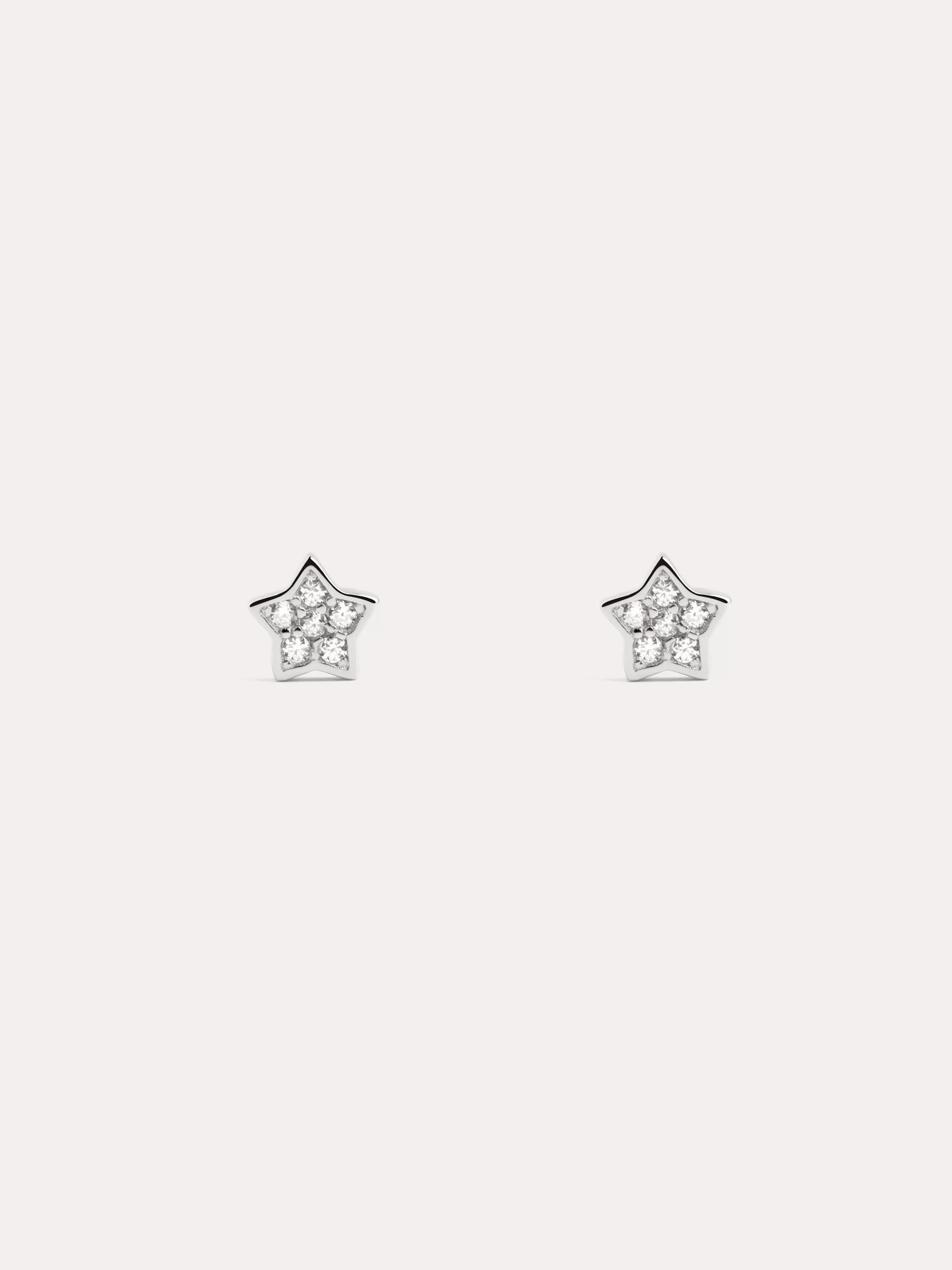 SINGULARU Pendientes Kids Star Spark Plata- Pendientes De Rosca