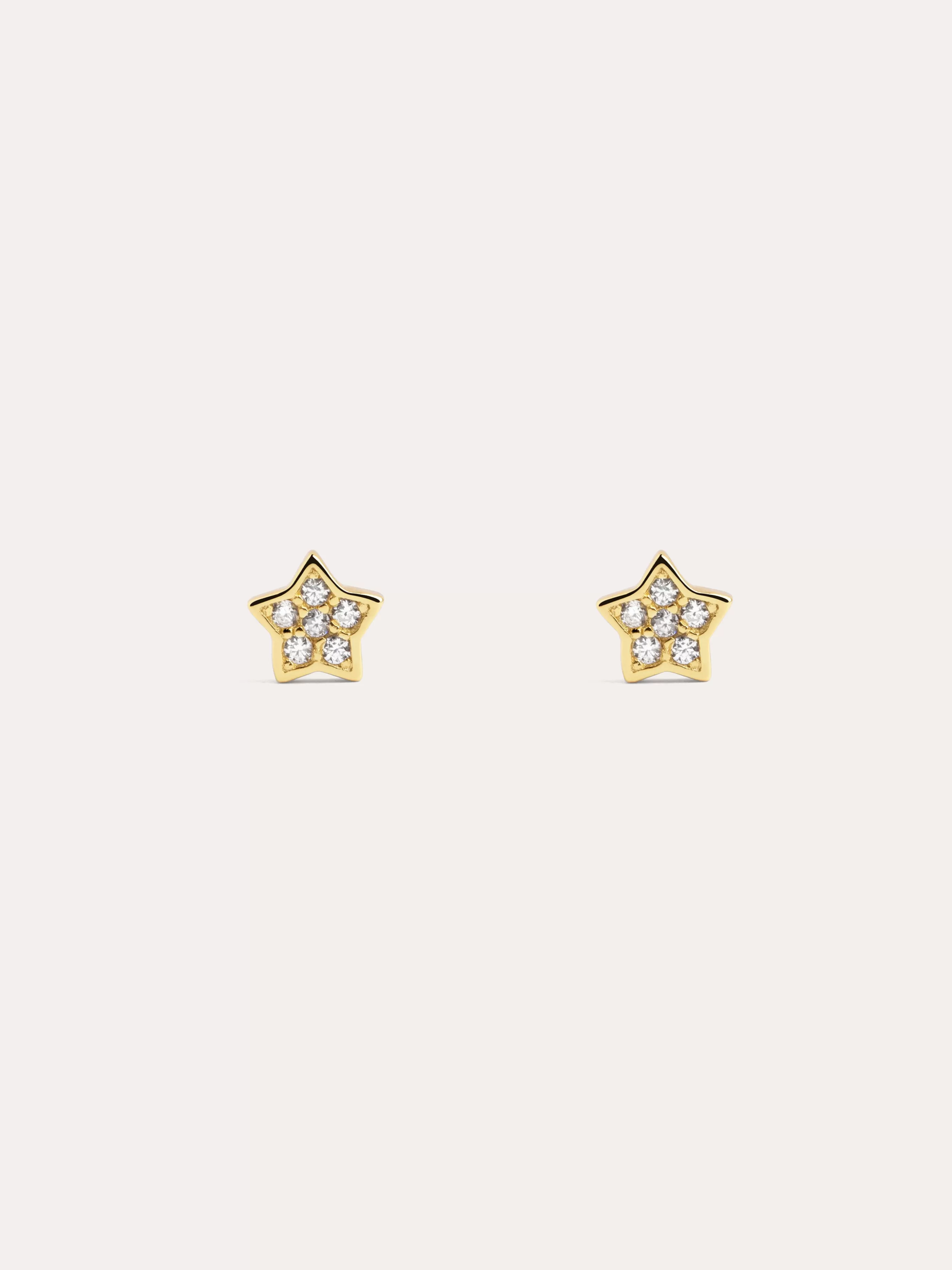 SINGULARU Pendientes Kids Star Spark Plata Bano Oro- Pendientes De Rosca