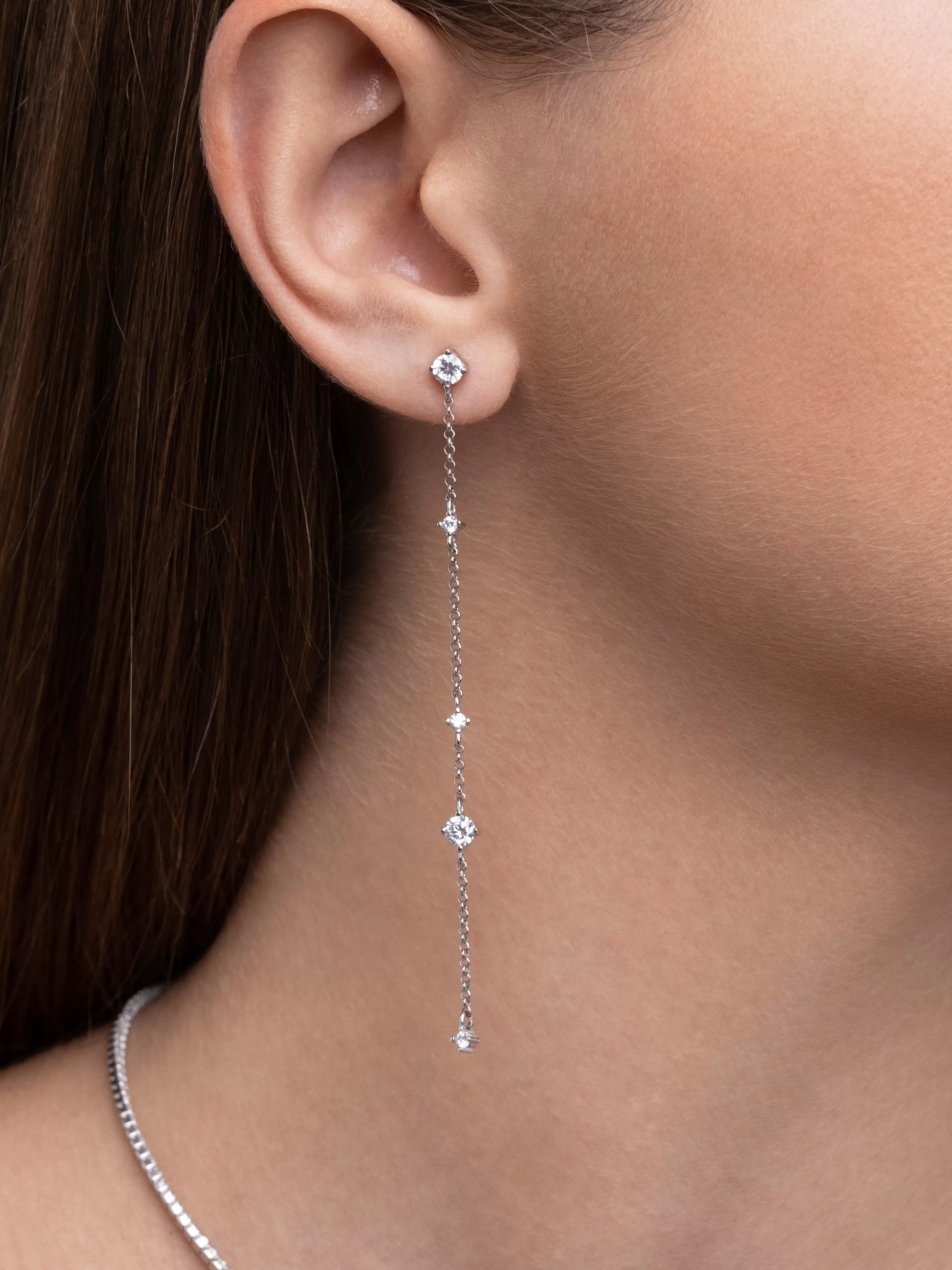 SINGULARU Pendientes Lily White L Plata- Pendientes De Fiesta