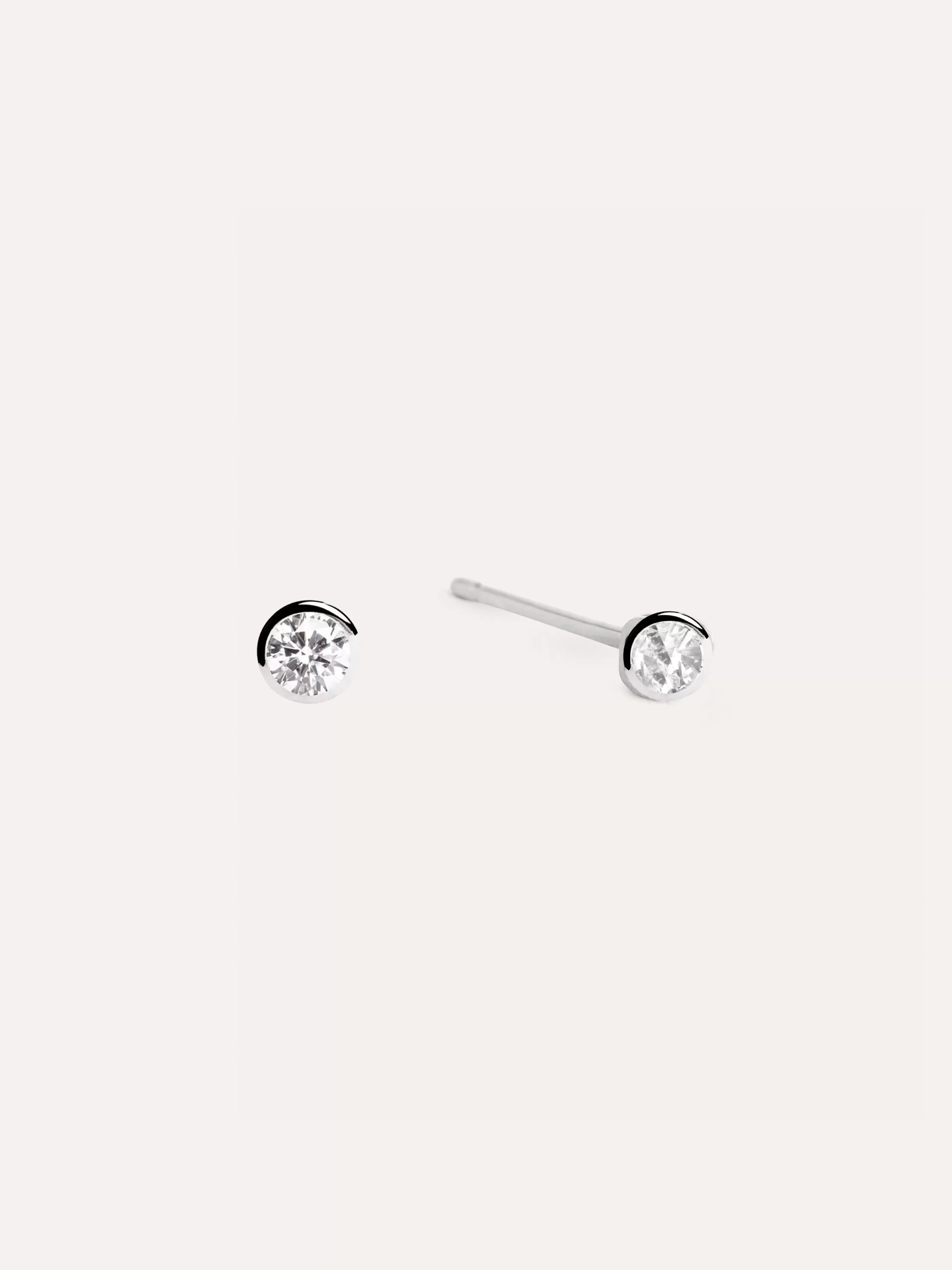 SINGULARU Pendientes Mini Spark 3Mm Plata- Pendientes De Rosca