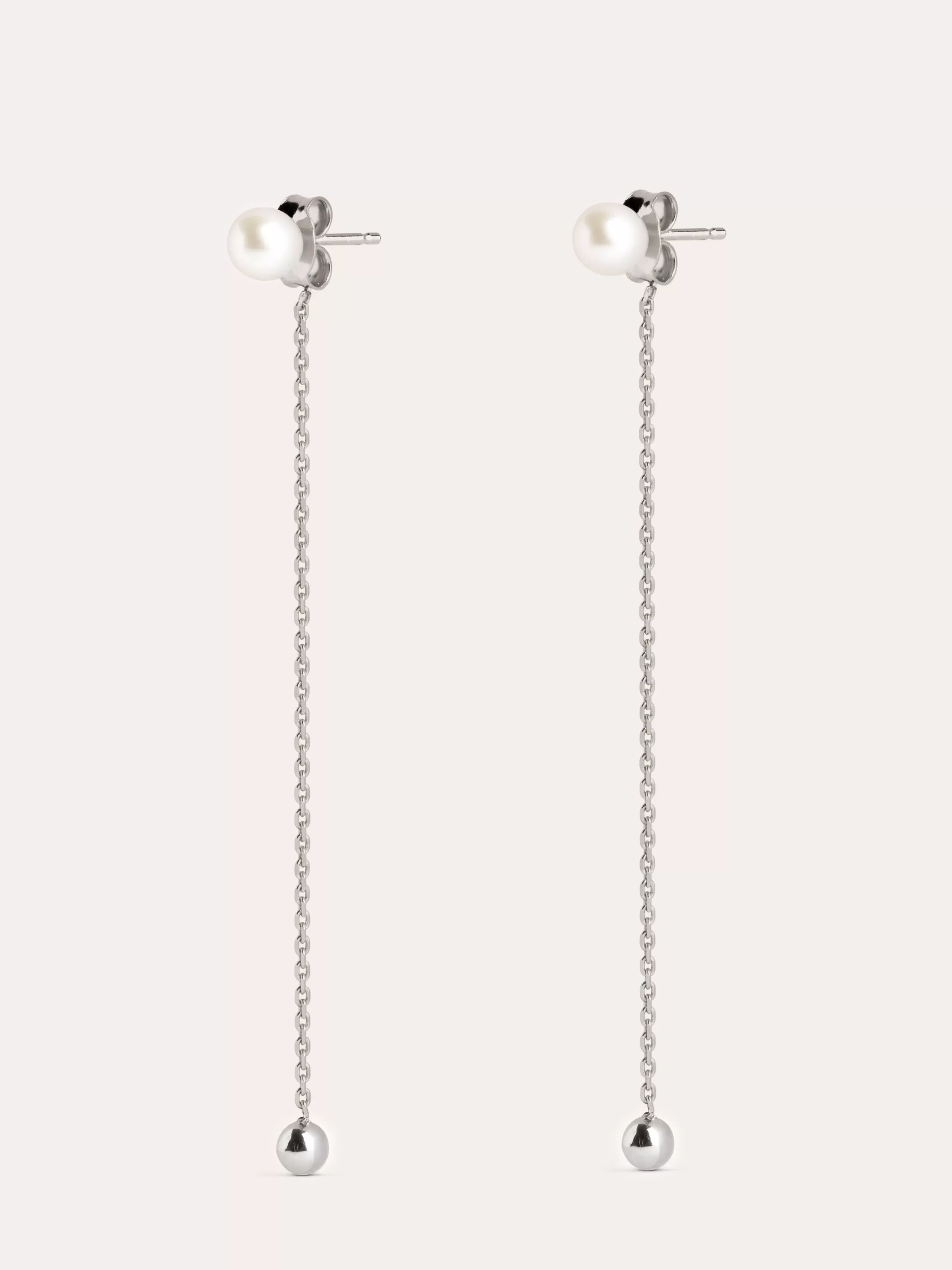 SINGULARU Pendientes Pearl & Dangle Dot Plata- Pendientes Largos
