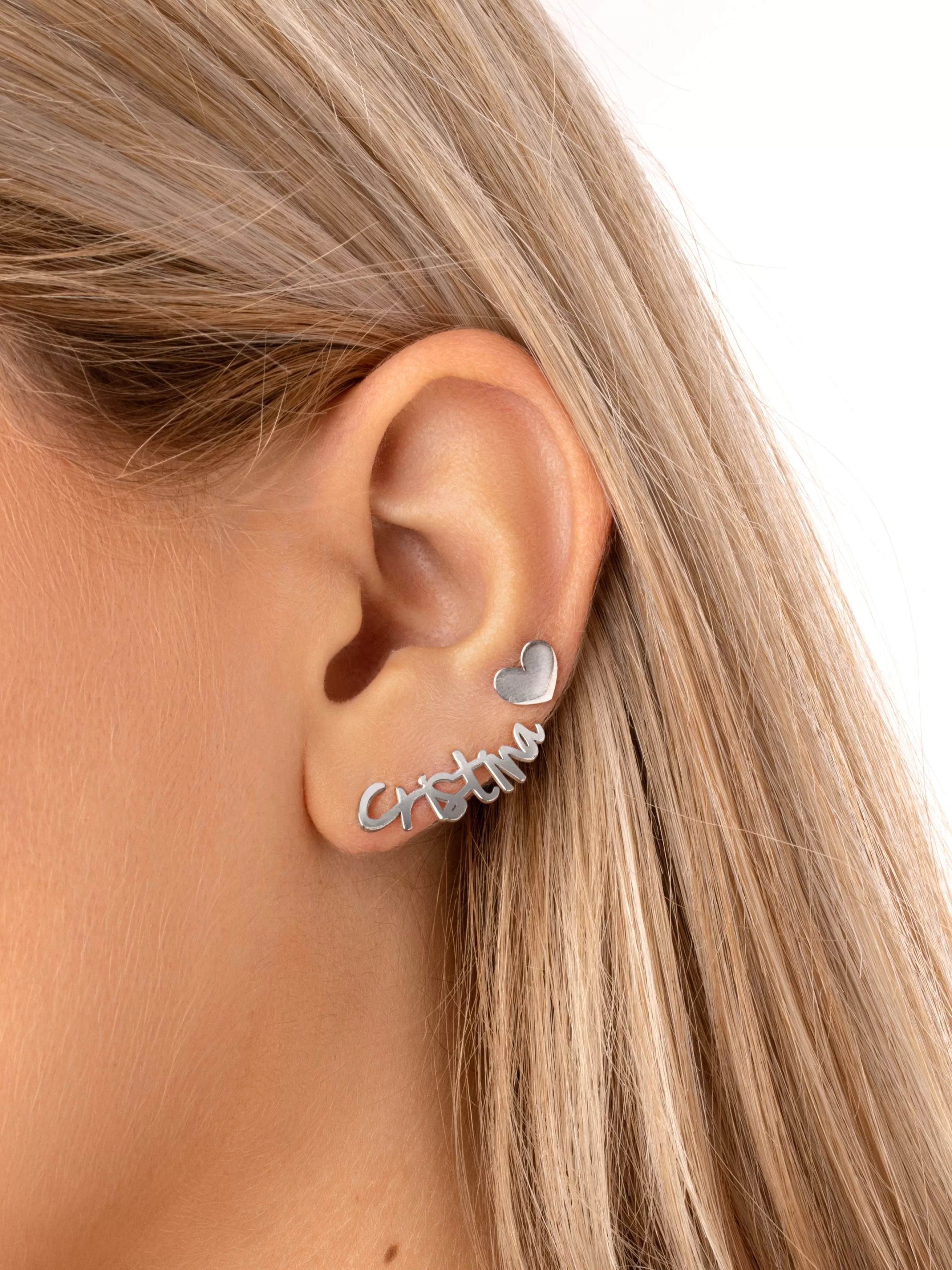 SINGULARU Pendientes Personalizados Sue & Stud Plata- Pendientes Trepadores