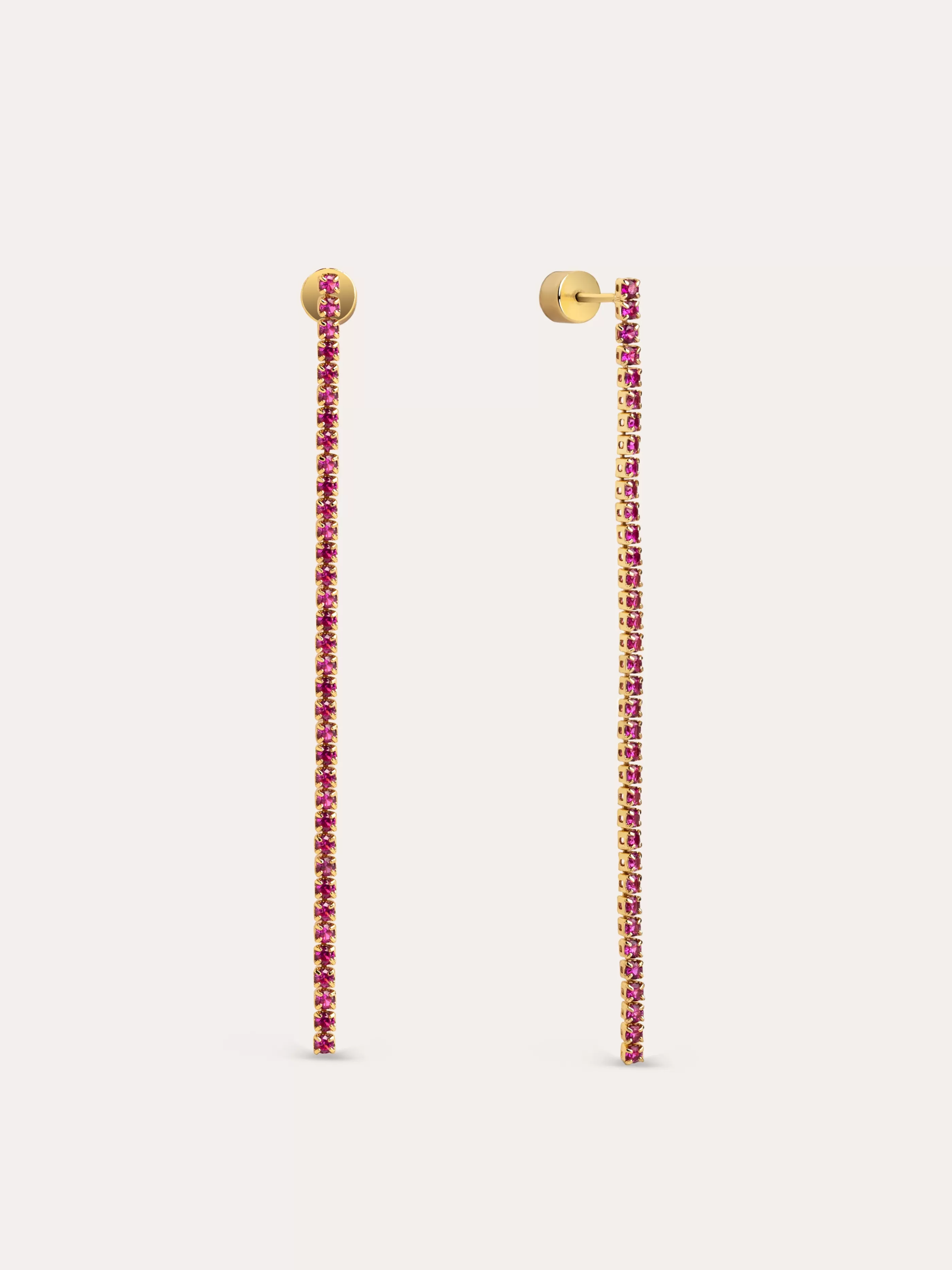 SINGULARU Pendientes Riviere Raspberry Bano Oro- Pendientes De Colores