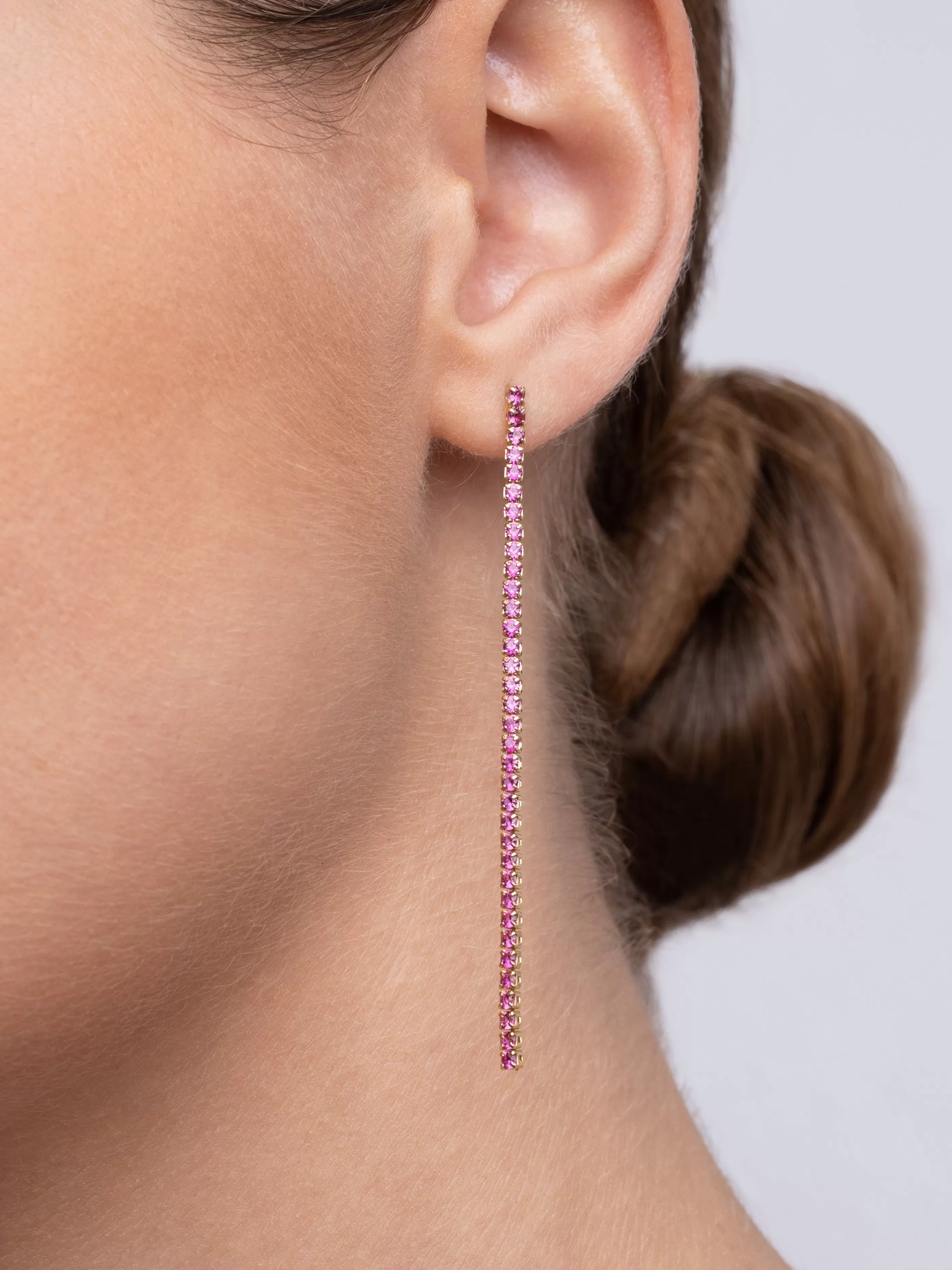 SINGULARU Pendientes Riviere Raspberry Bano Oro- Pendientes De Colores
