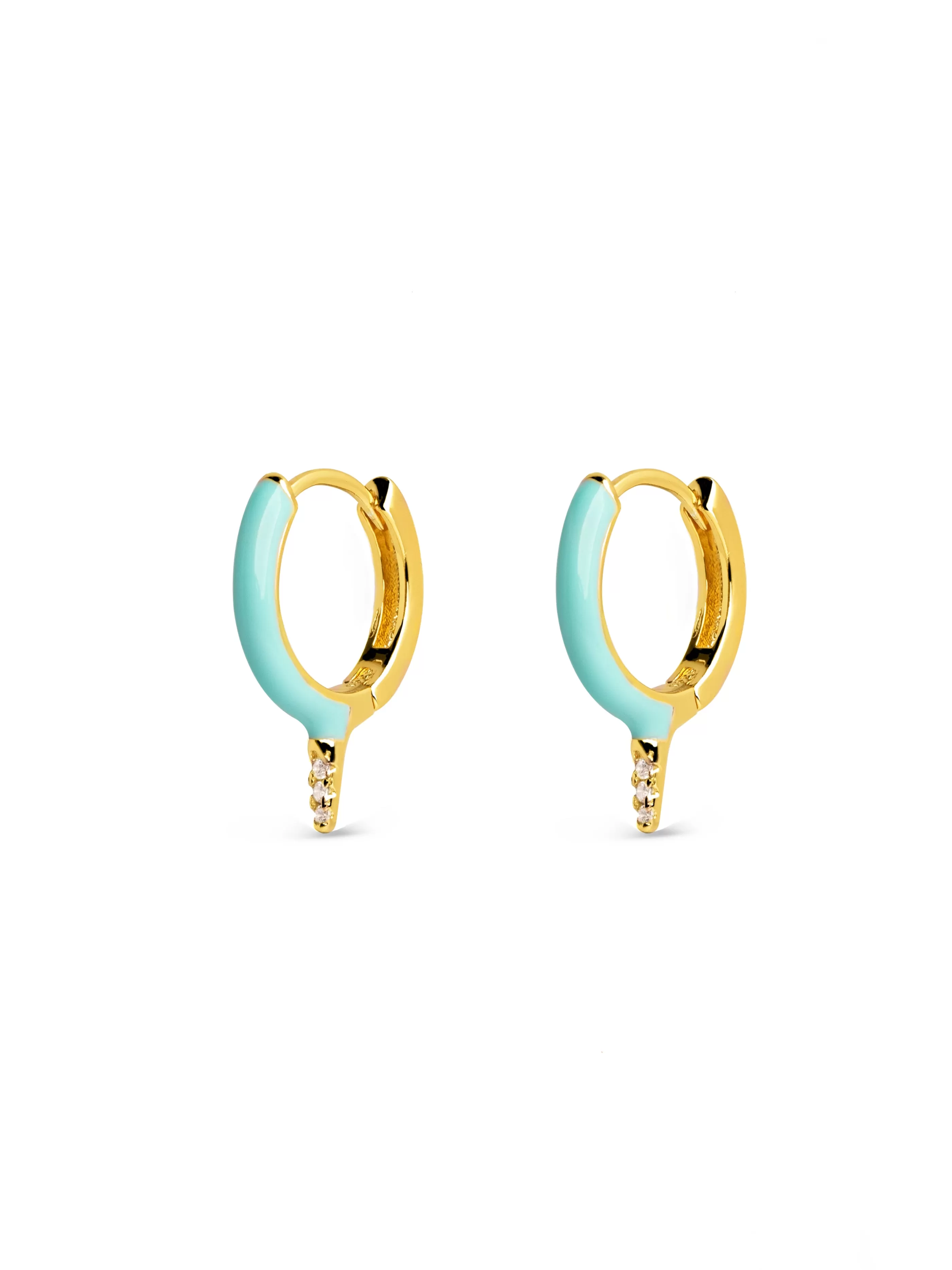SINGULARU Pendientes Rolling Sky Enamel Plata Bano Oro- Pendientes De Colores