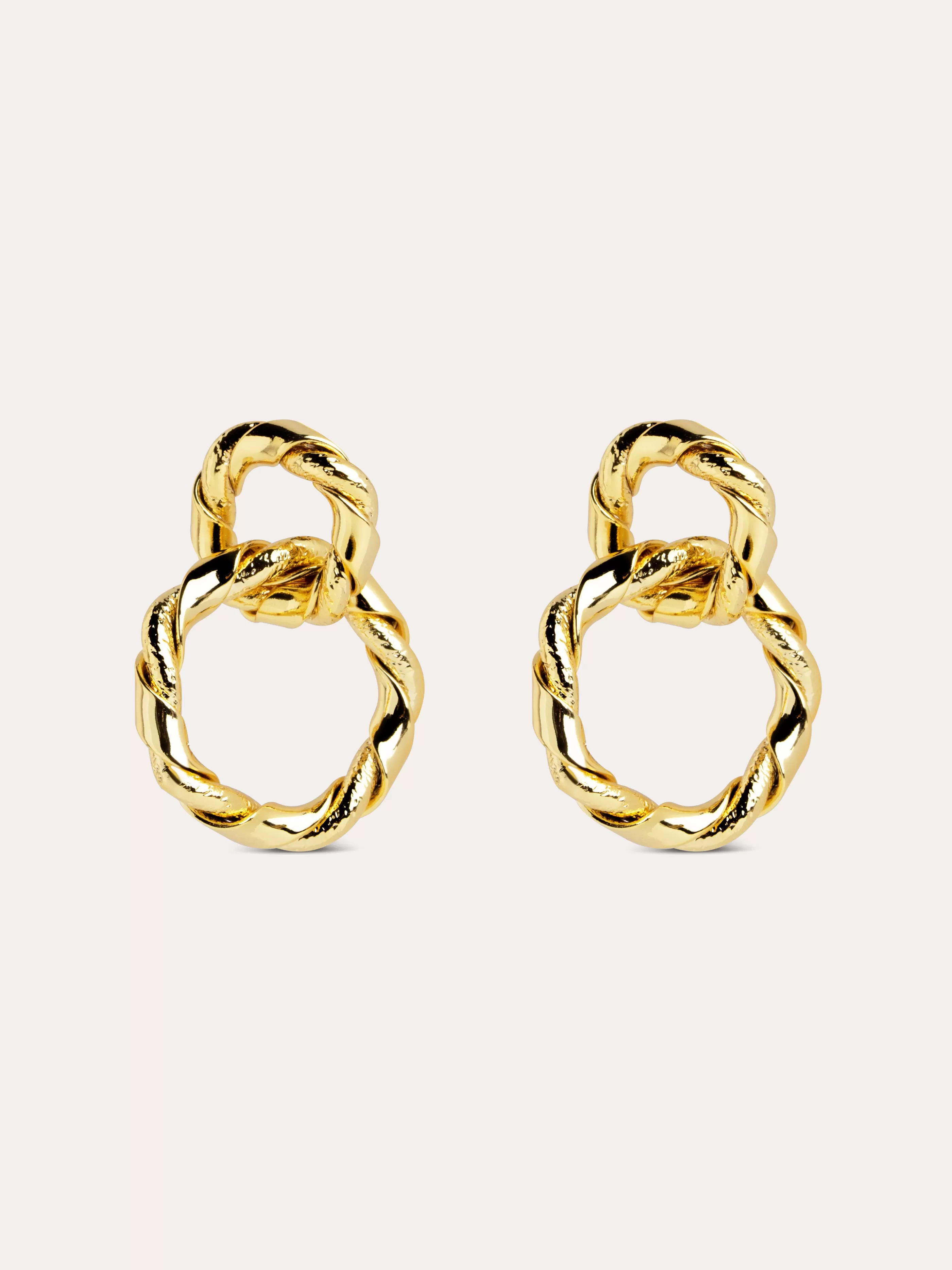 SINGULARU Pendientes Sister Twine Bano Oro- Pendientes De Fiesta