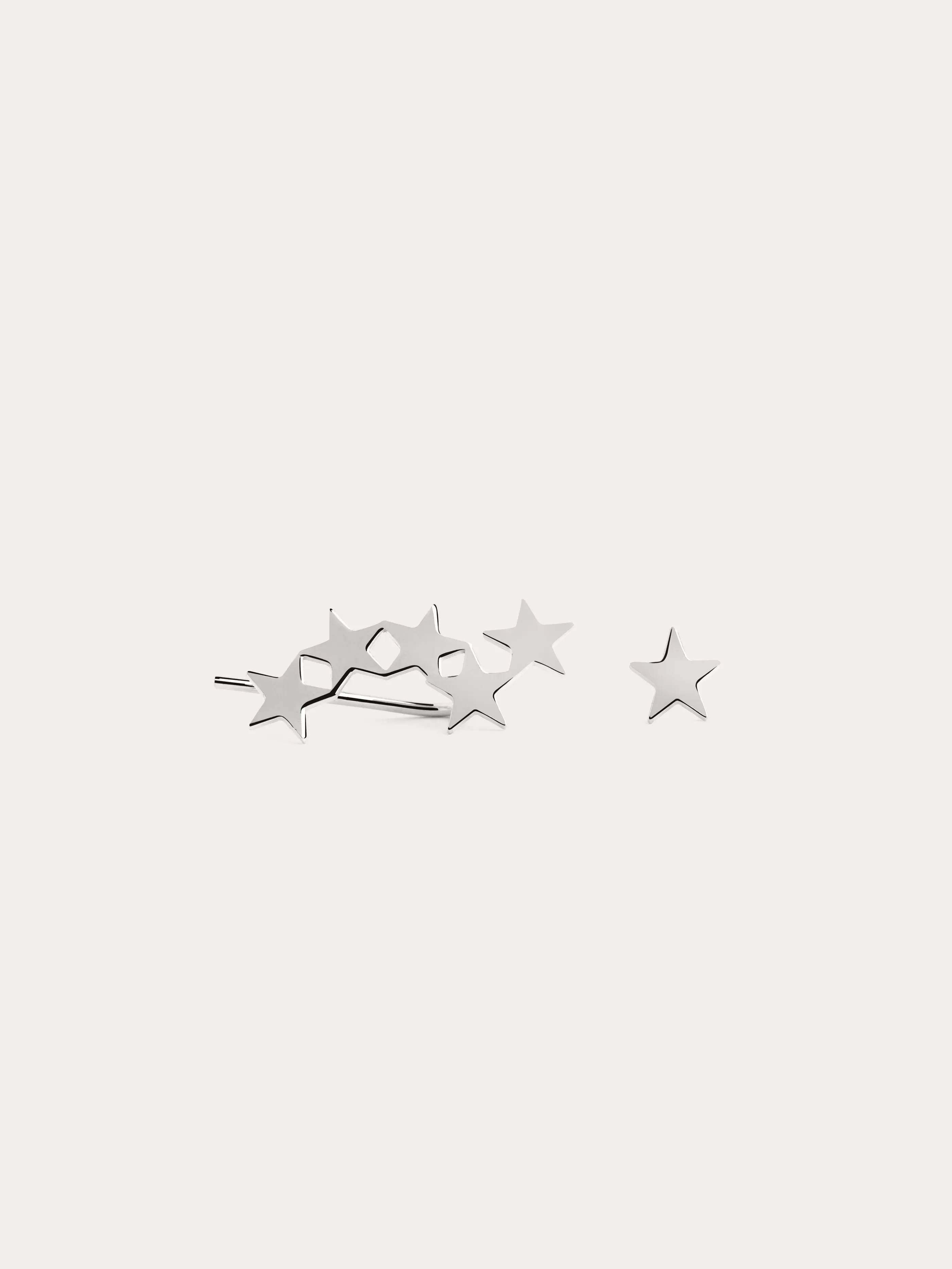 SINGULARU Pendientes Star & Stud Plata- Pendientes Trepadores