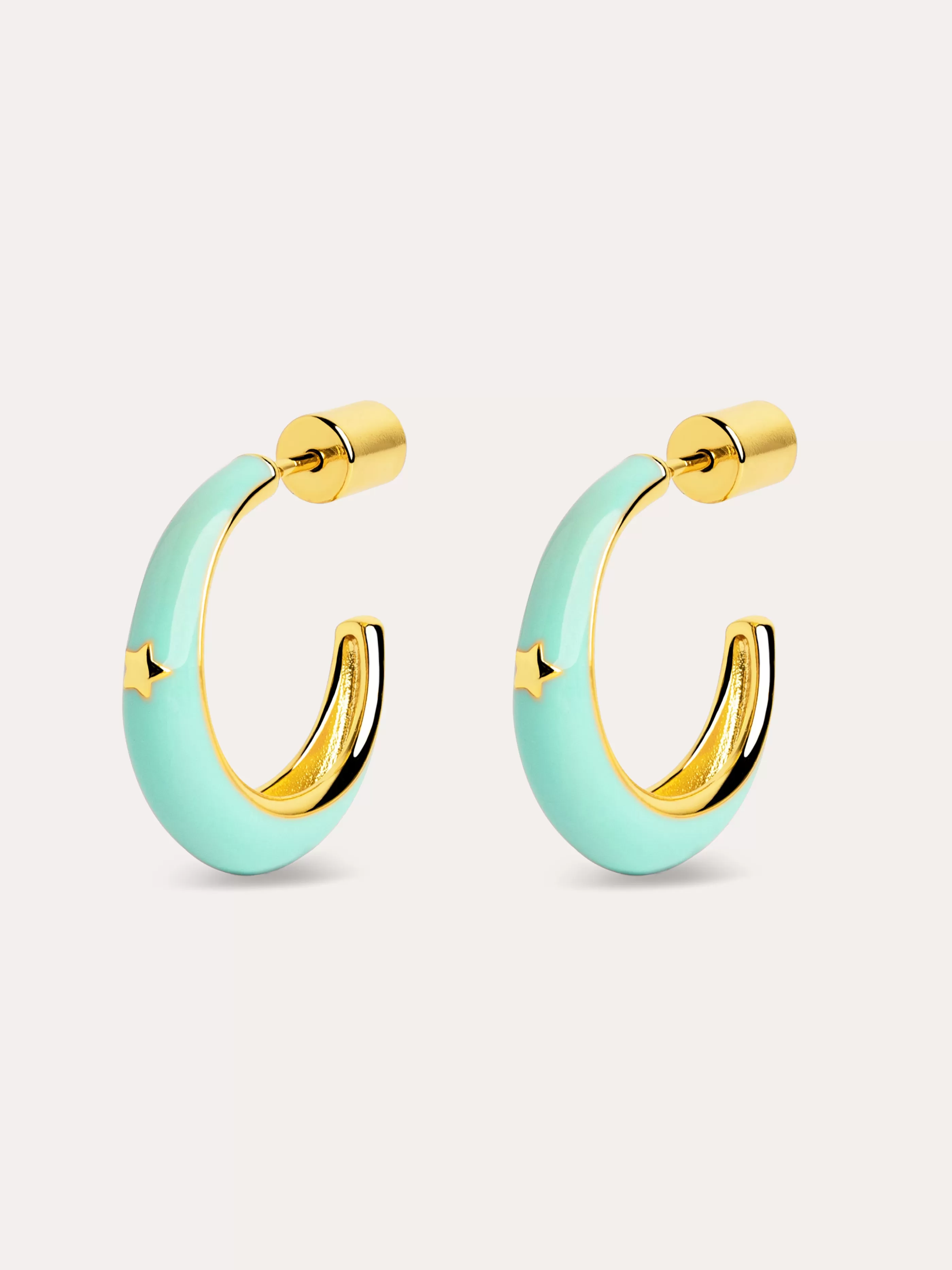 SINGULARU Pendientes Star Sky Enamel Bano Oro- Pendientes De Colores