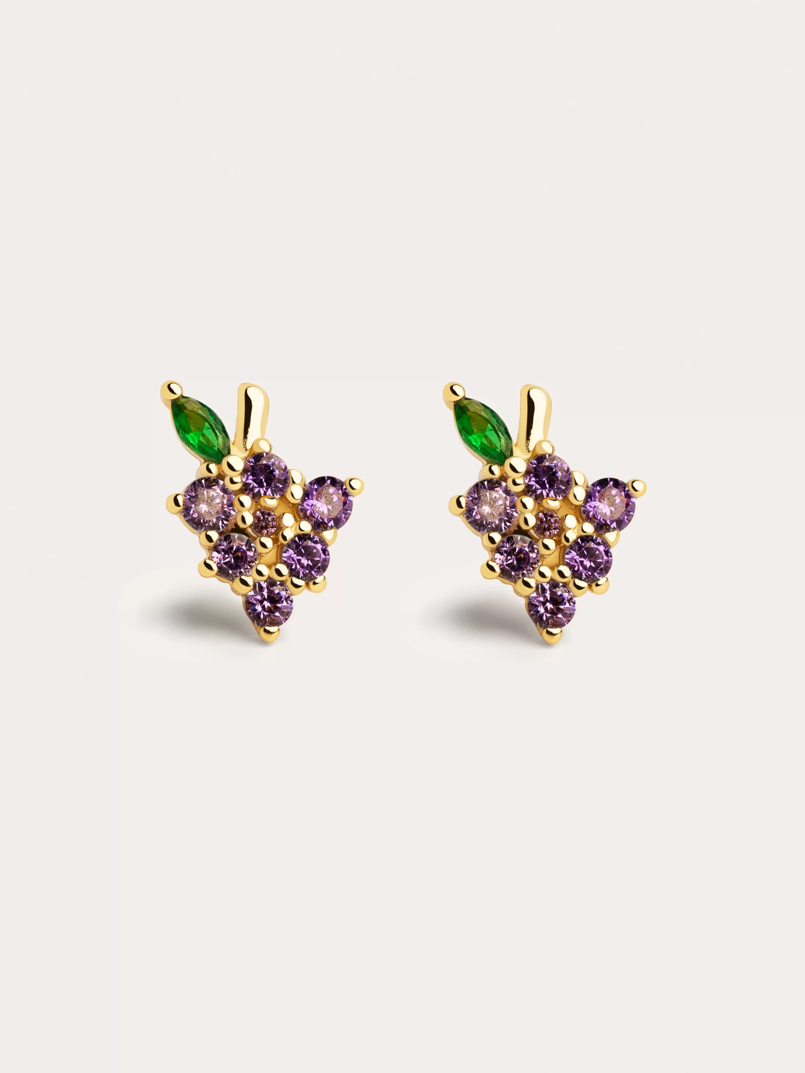 SINGULARU Pendientes Tropical Grape Plata Bano Oro- Pendientes De Colores
