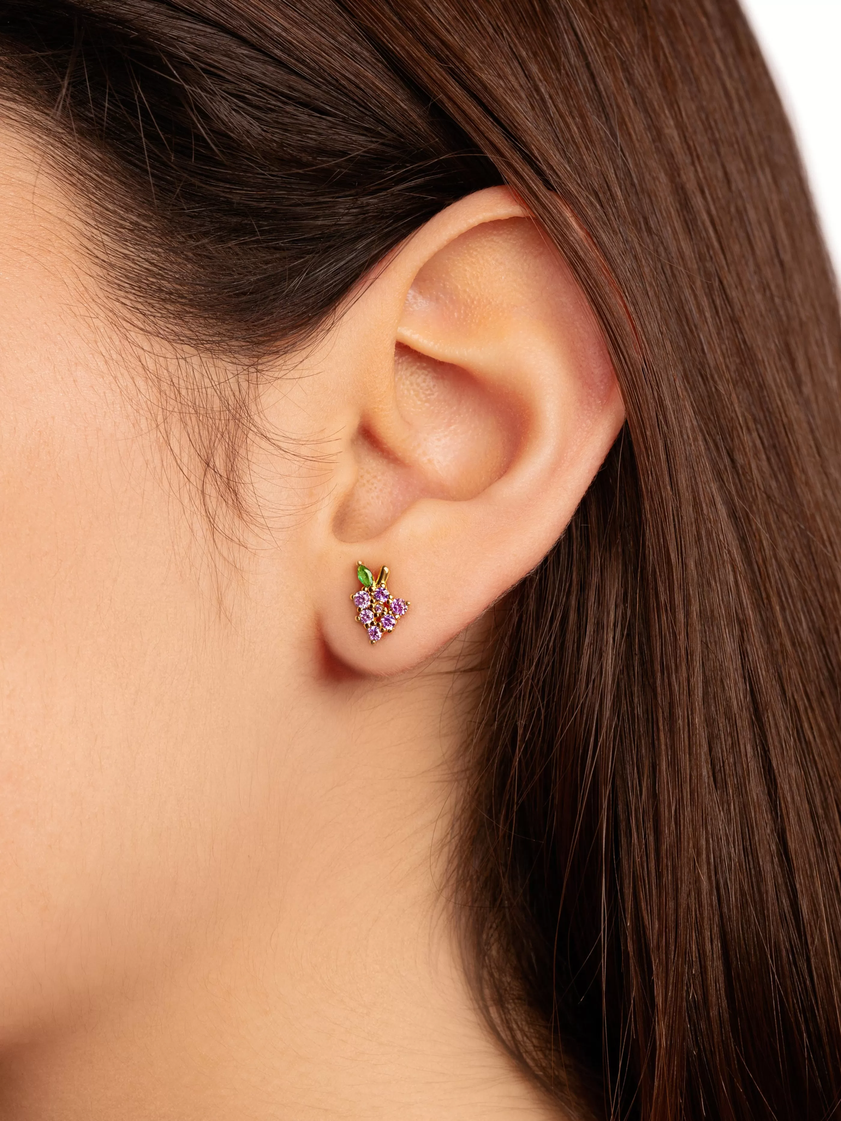 SINGULARU Pendientes Tropical Grape Plata Bano Oro- Pendientes De Colores