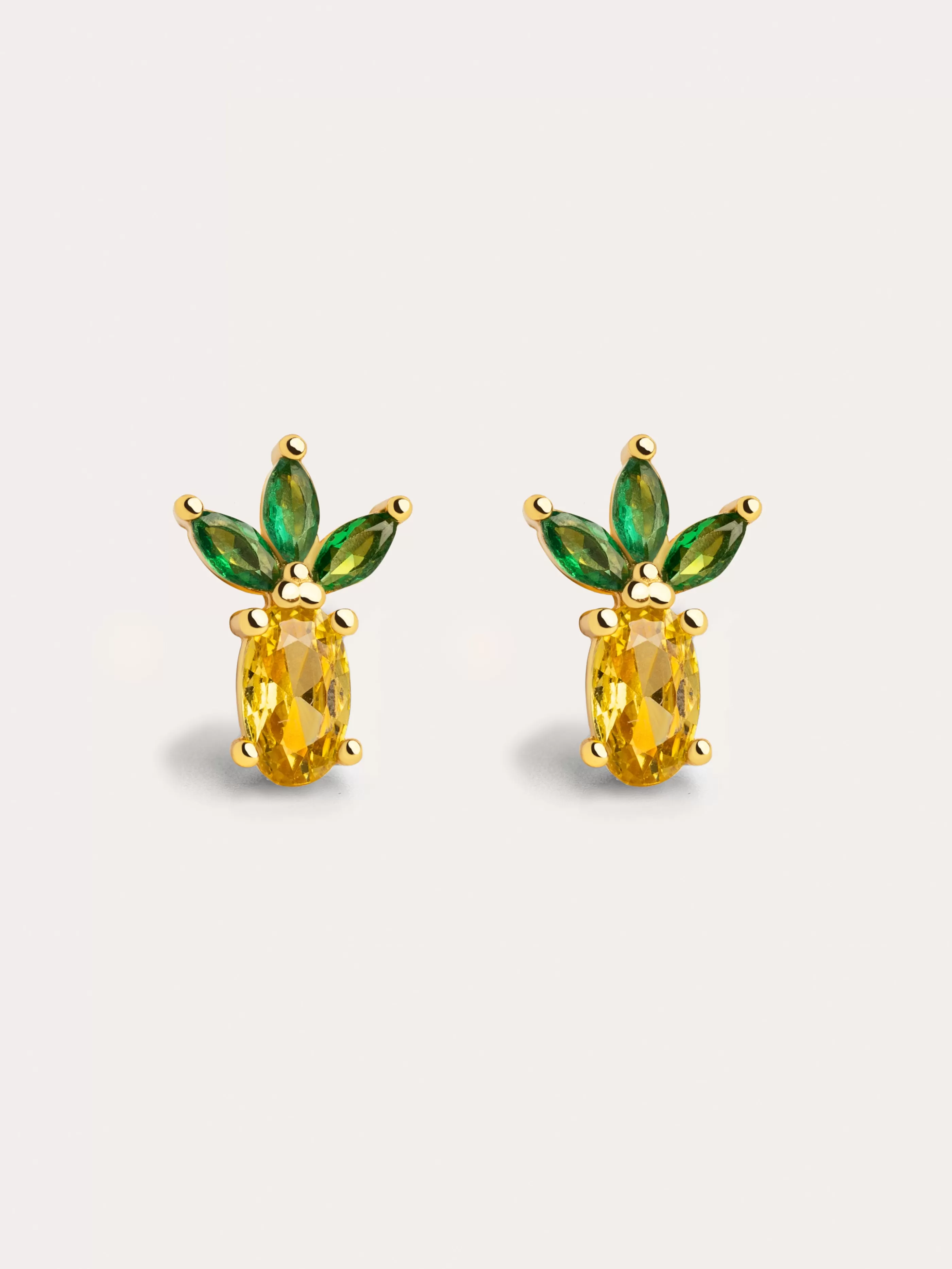 SINGULARU Pendientes Tropical Pineapple Plata Bano Oro- Pendientes De Colores