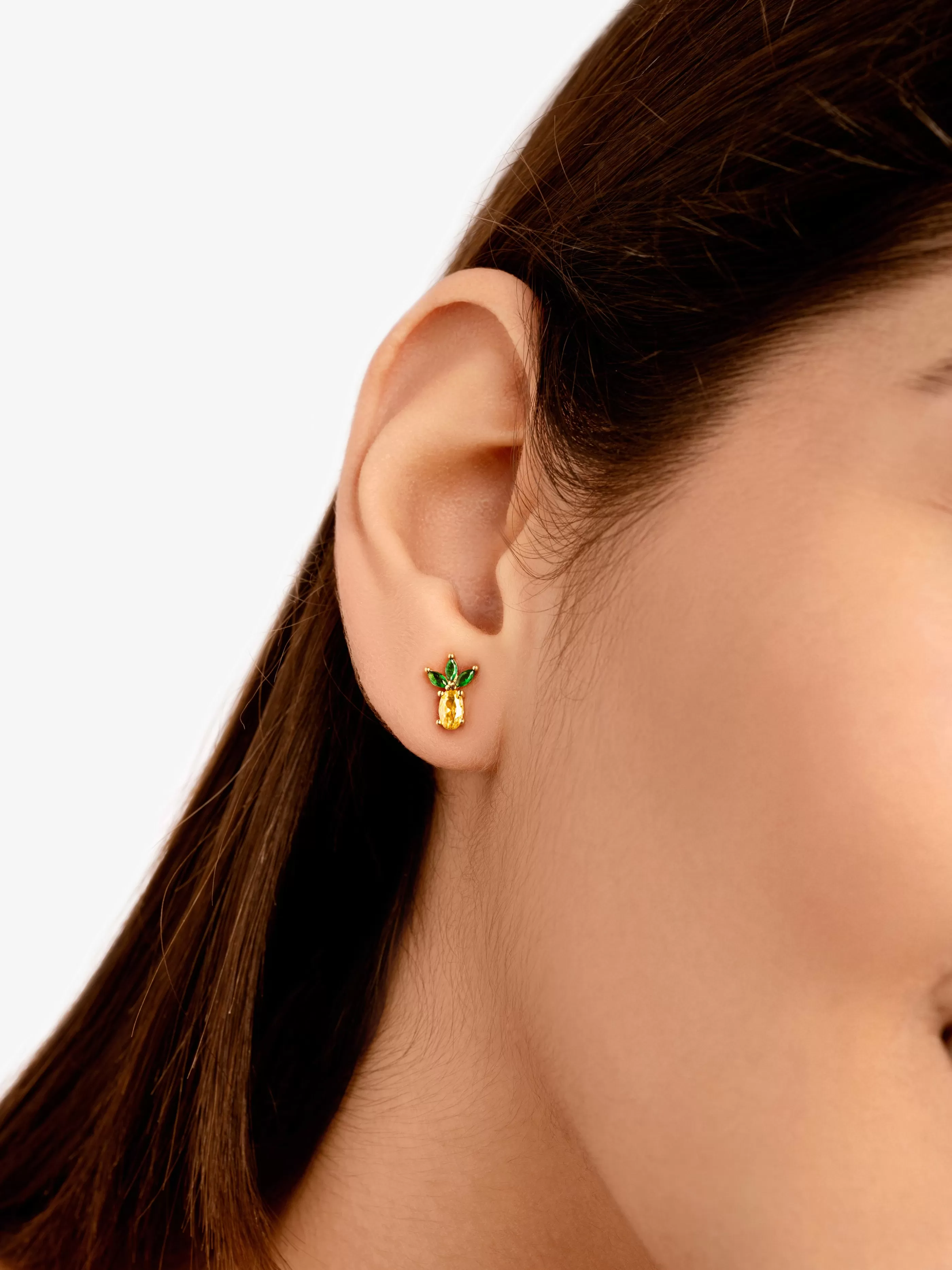 SINGULARU Pendientes Tropical Pineapple Plata Bano Oro- Pendientes De Colores