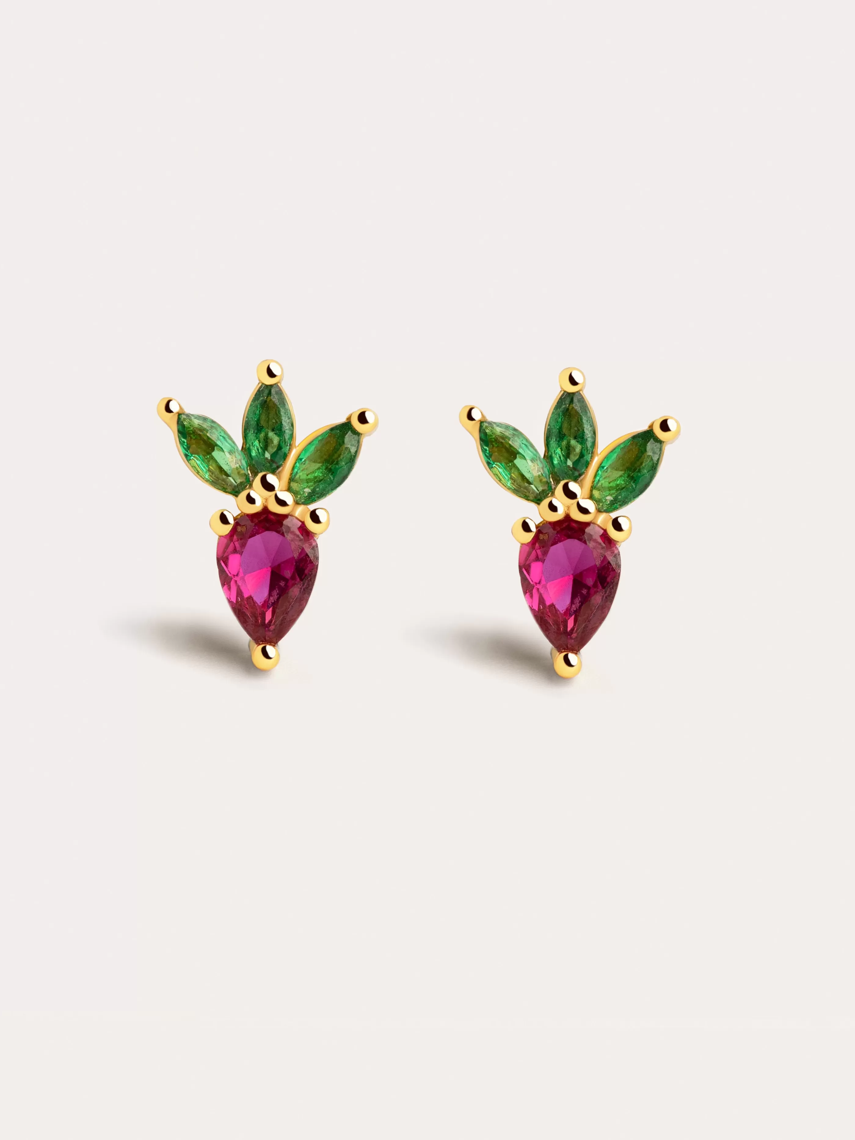 SINGULARU Pendientes Tropical Strawberry Plata Bano Oro- Pendientes De Colores