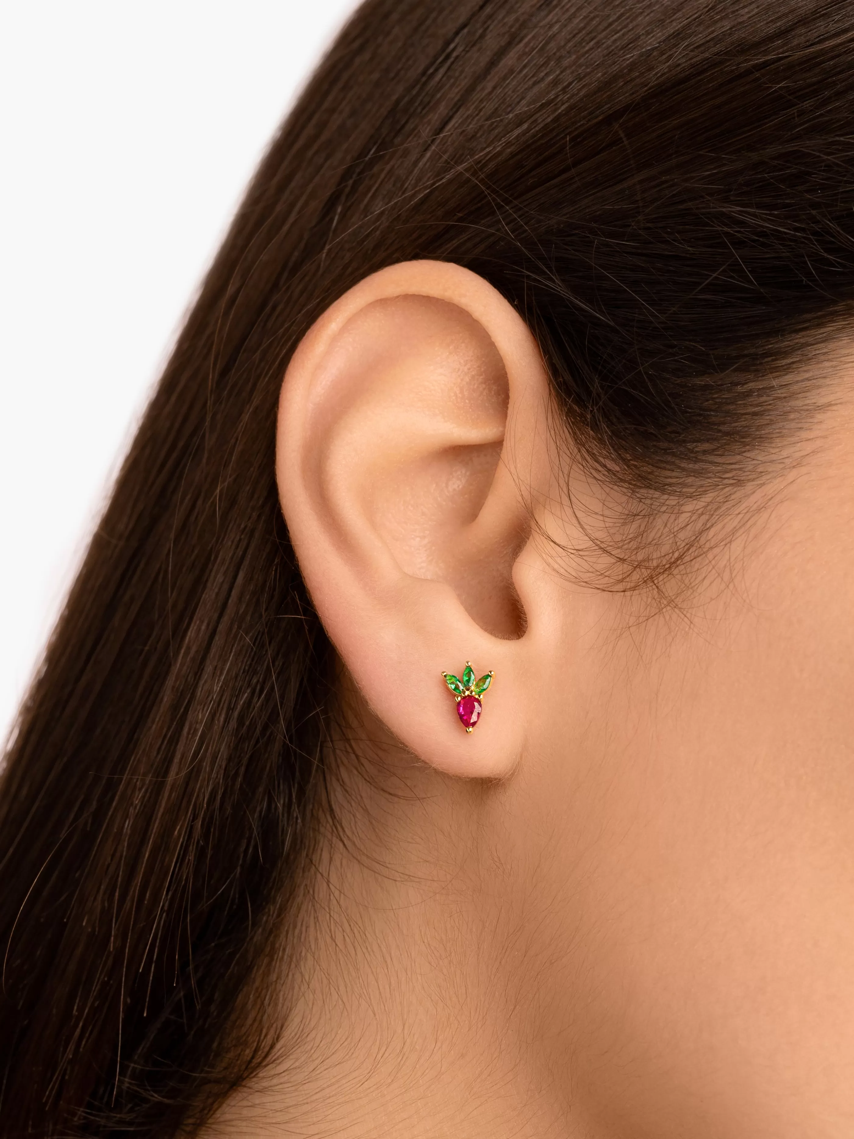 SINGULARU Pendientes Tropical Strawberry Plata Bano Oro- Pendientes De Colores