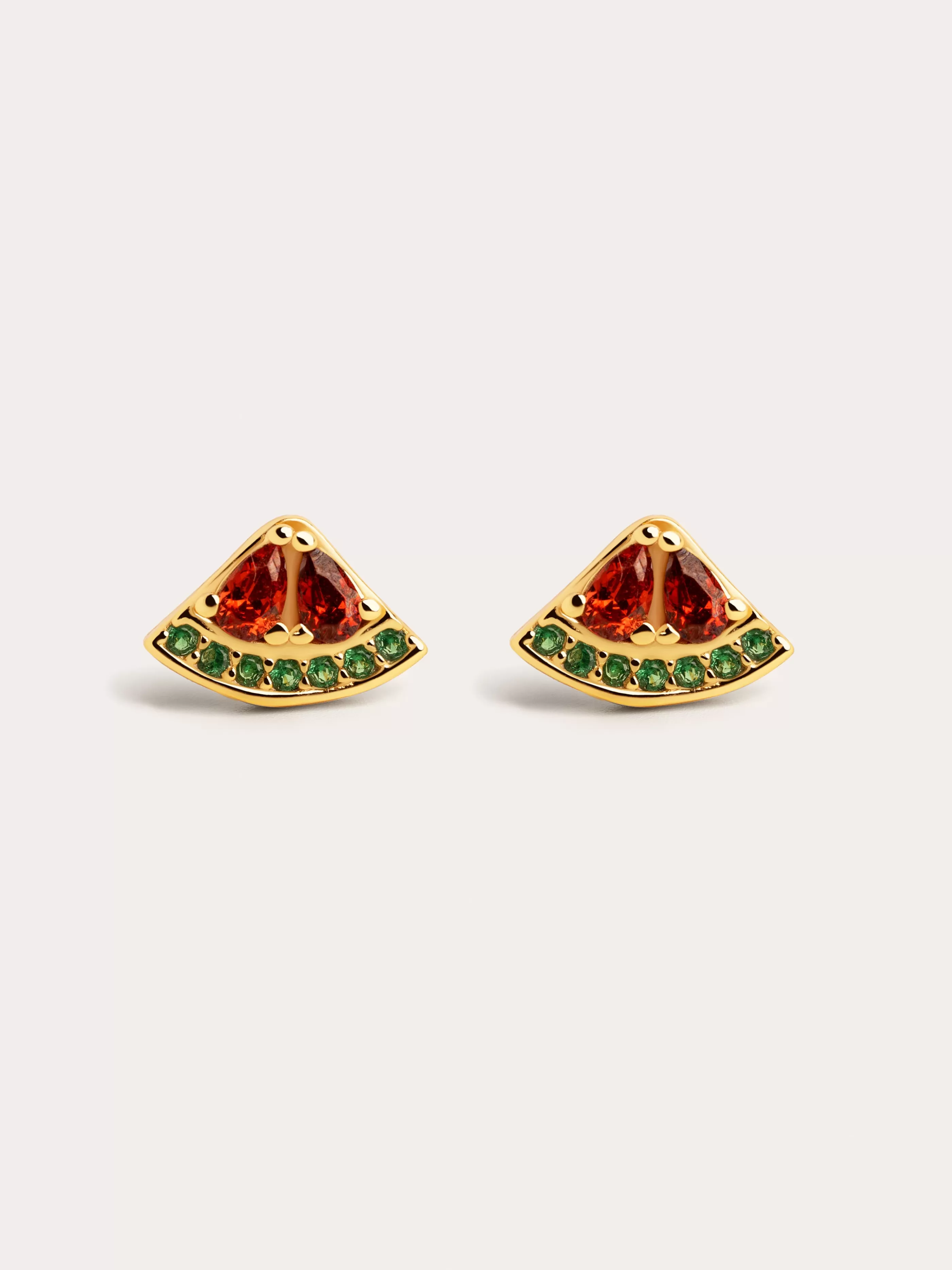 SINGULARU Pendientes Tropical Watermelon Plata Bano Oro- Pendientes De Colores