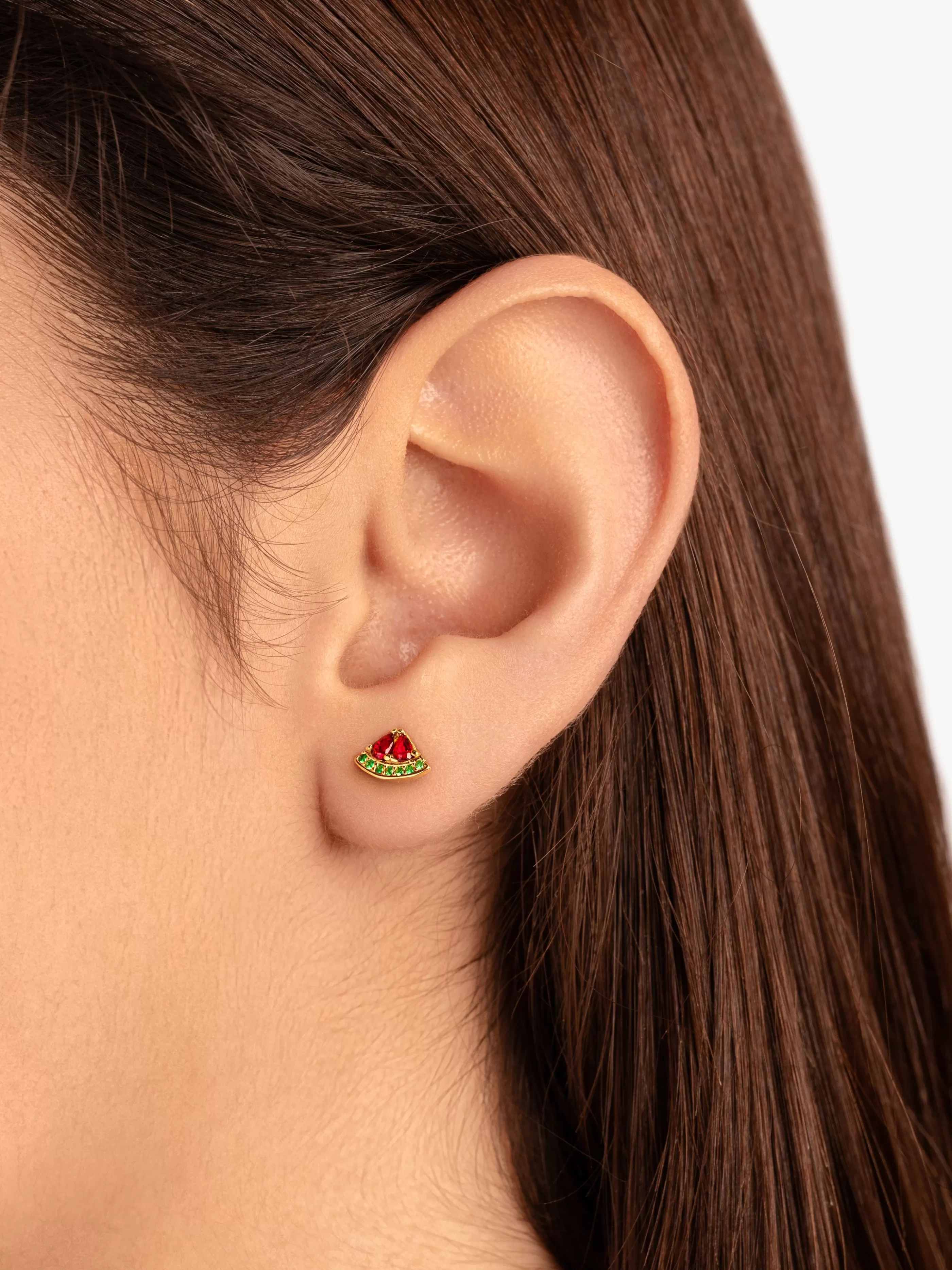 SINGULARU Pendientes Tropical Watermelon Plata Bano Oro- Pendientes De Colores