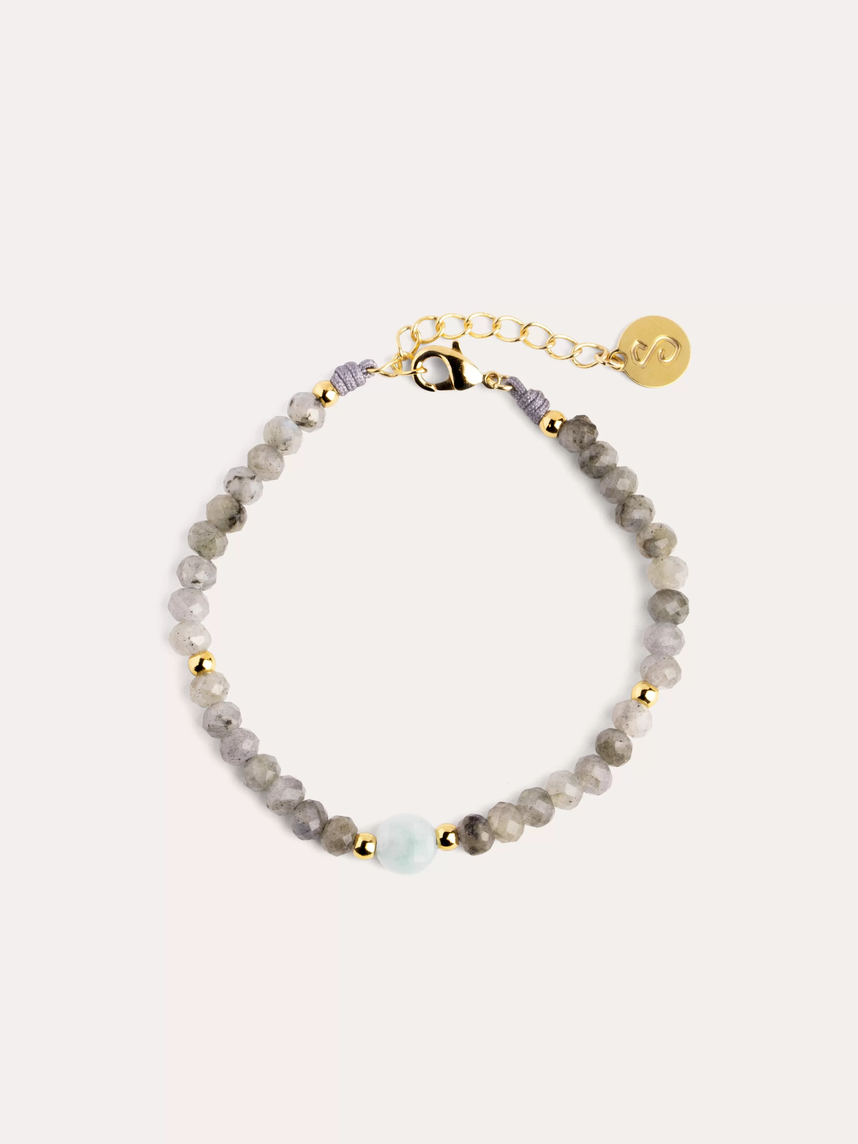 SINGULARU Pulsera Amulet Aquamarine Bano Oro- Pulseras De Colores