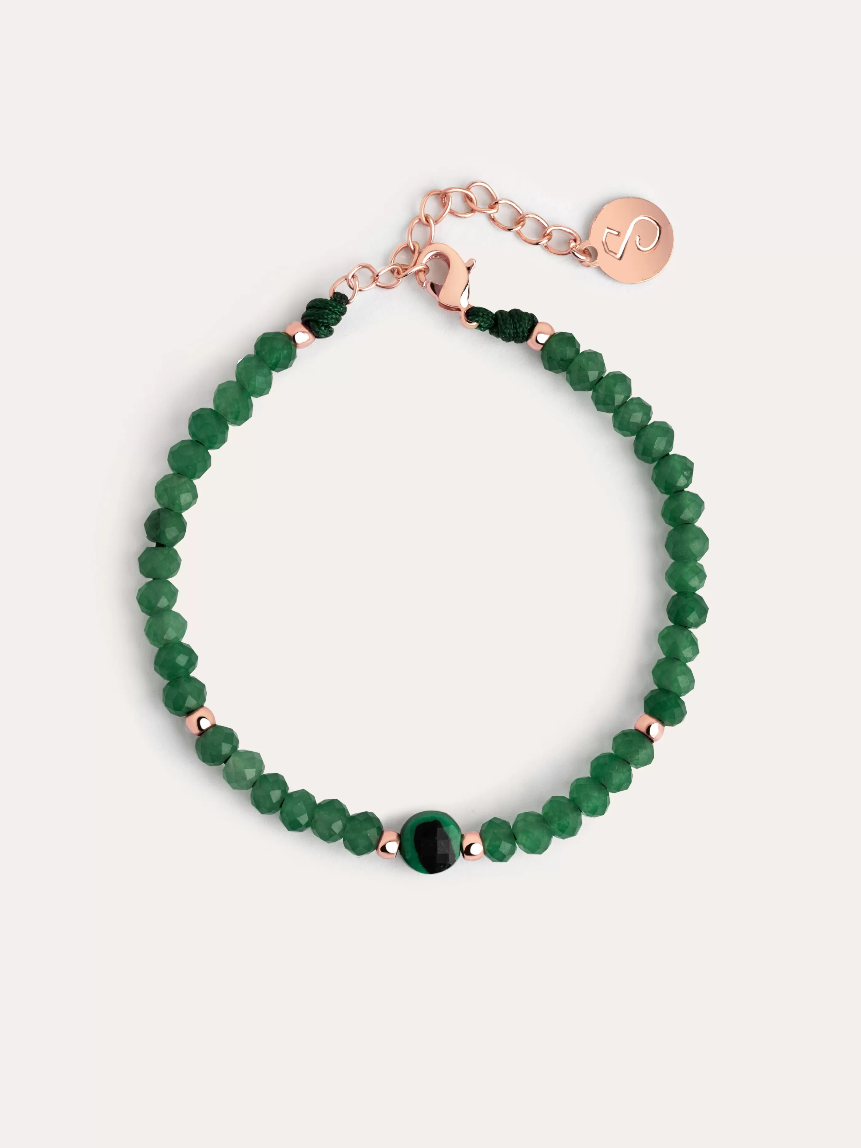 SINGULARU Pulsera Amulet Malachite Bano Oro Rosa- Pulseras De Colores