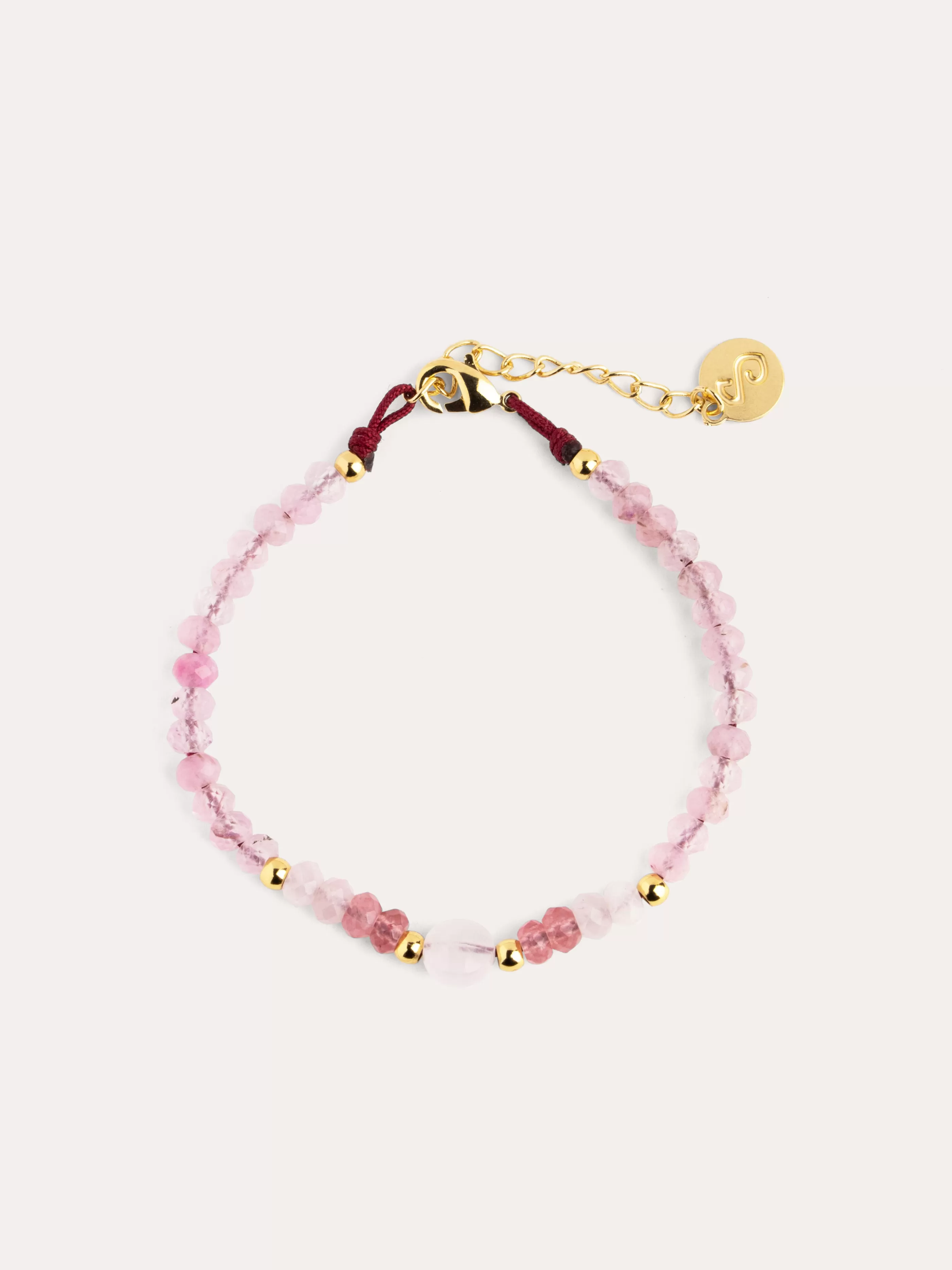 SINGULARU Pulsera Amulet Rose Quartz Bano Oro- Pulseras De Colores