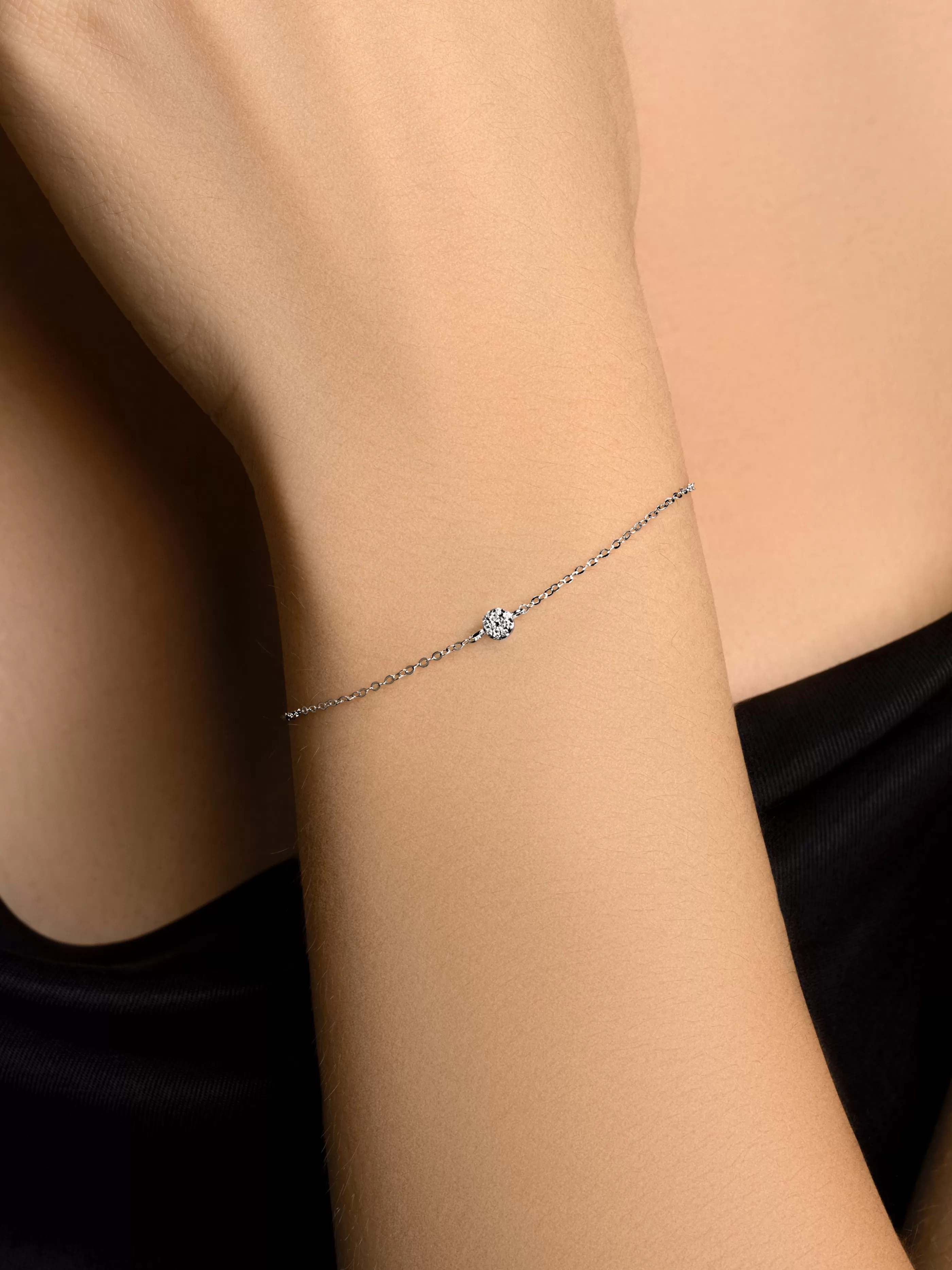 SINGULARU Pulsera Celine Oro Blanco 18Kt Con Diamantes- Joyas Oro 18Kt Y Diamantes