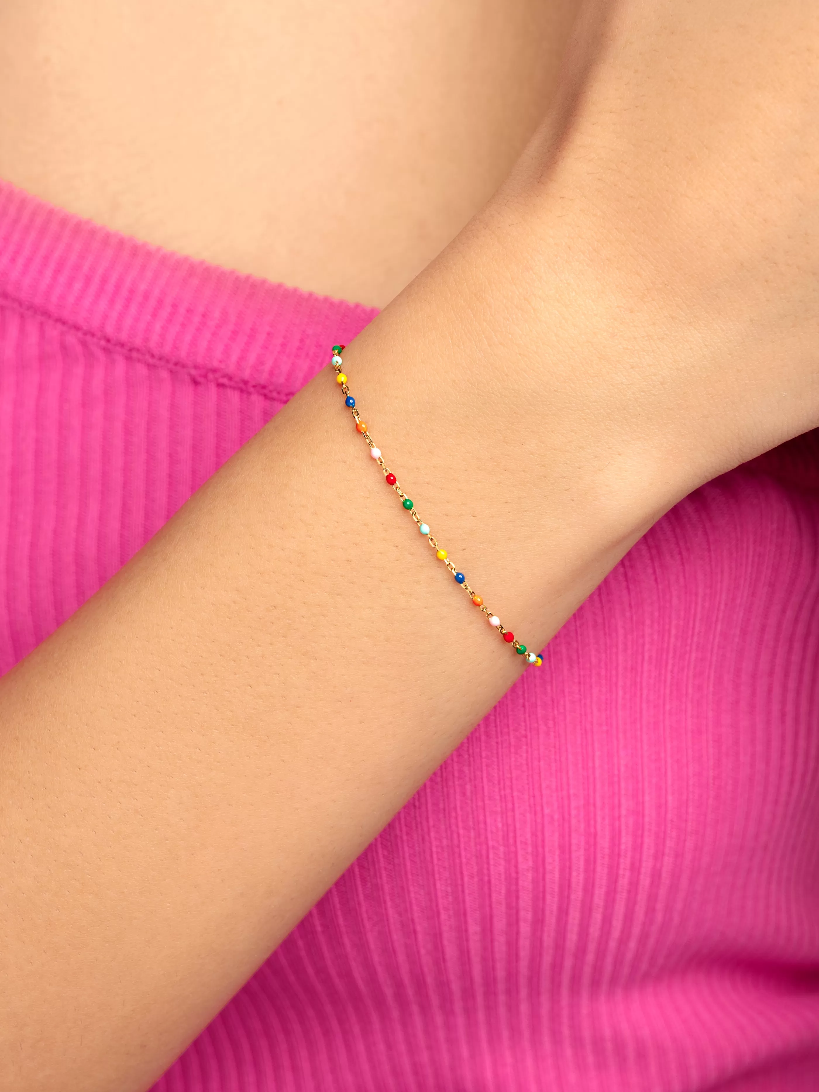 SINGULARU Pulsera Dots Colors Enamel Plata Bano Oro- Pulseras De Colores