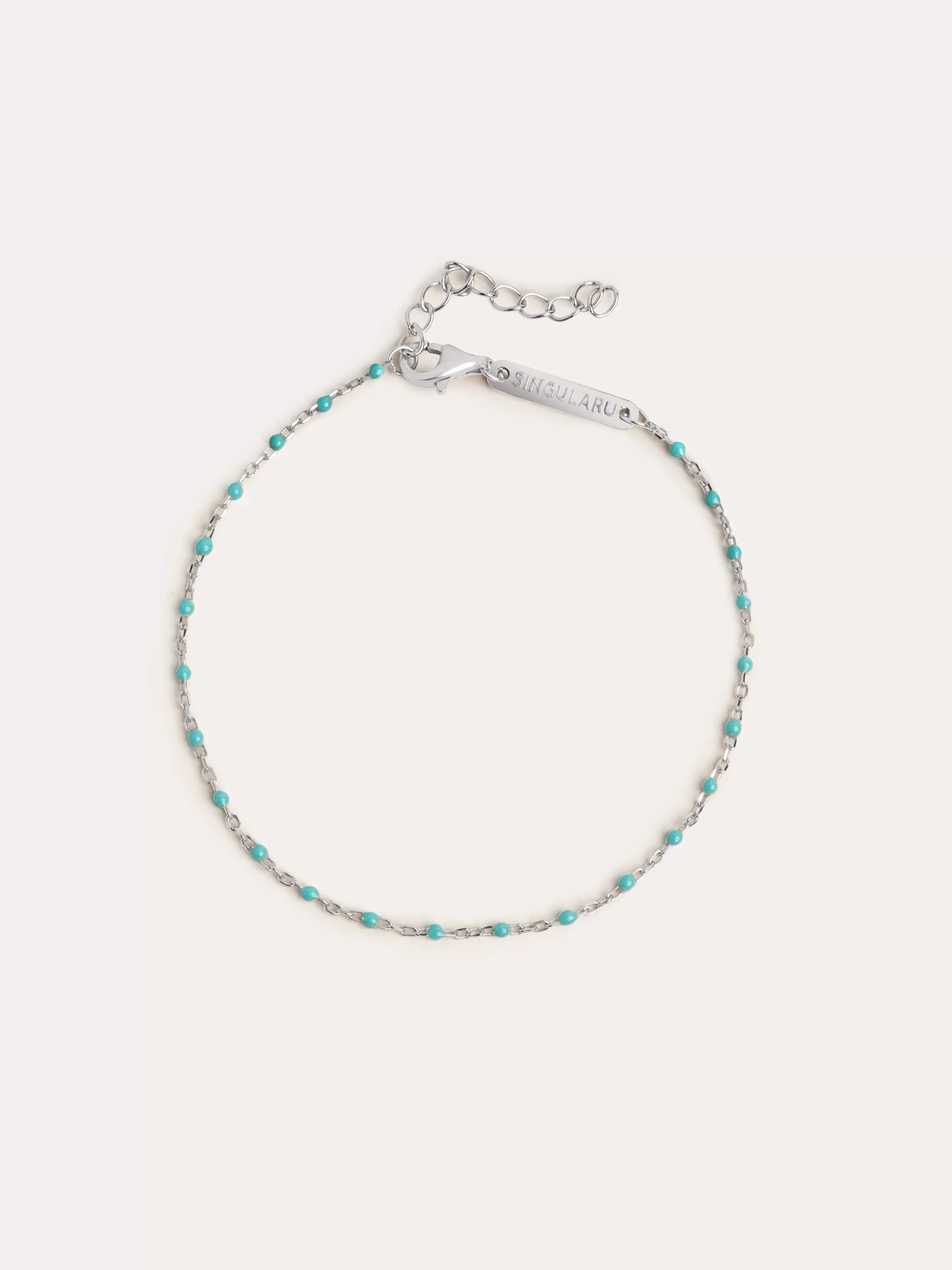SINGULARU Pulsera Dots Turquoise Enamel Plata- Pulseras De Colores