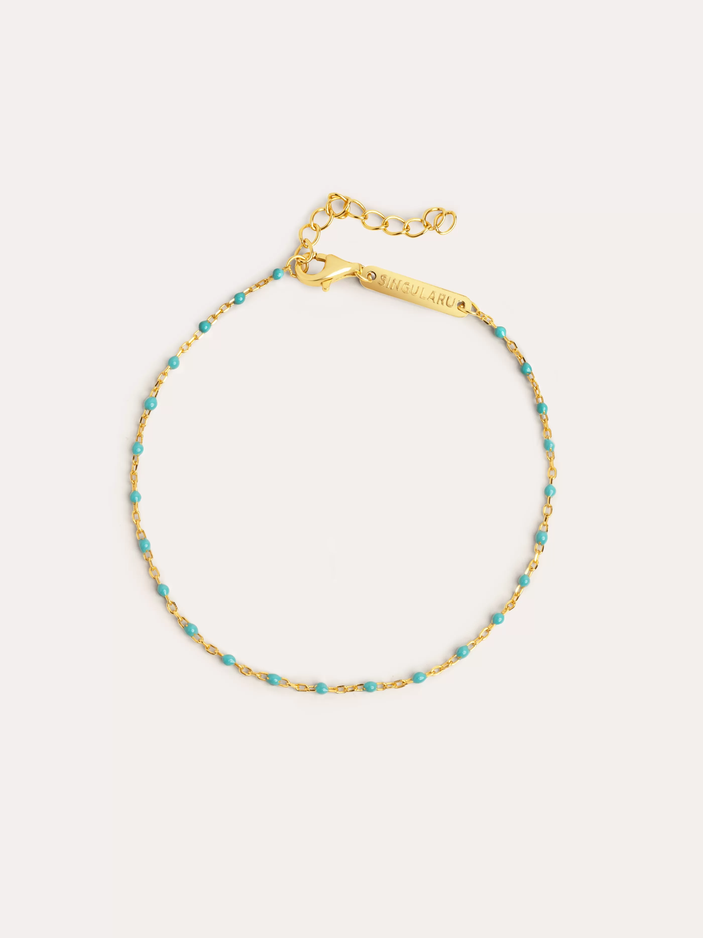 SINGULARU Pulsera Dots Turquoise Enamel Plata Bano Oro- Pulseras De Colores