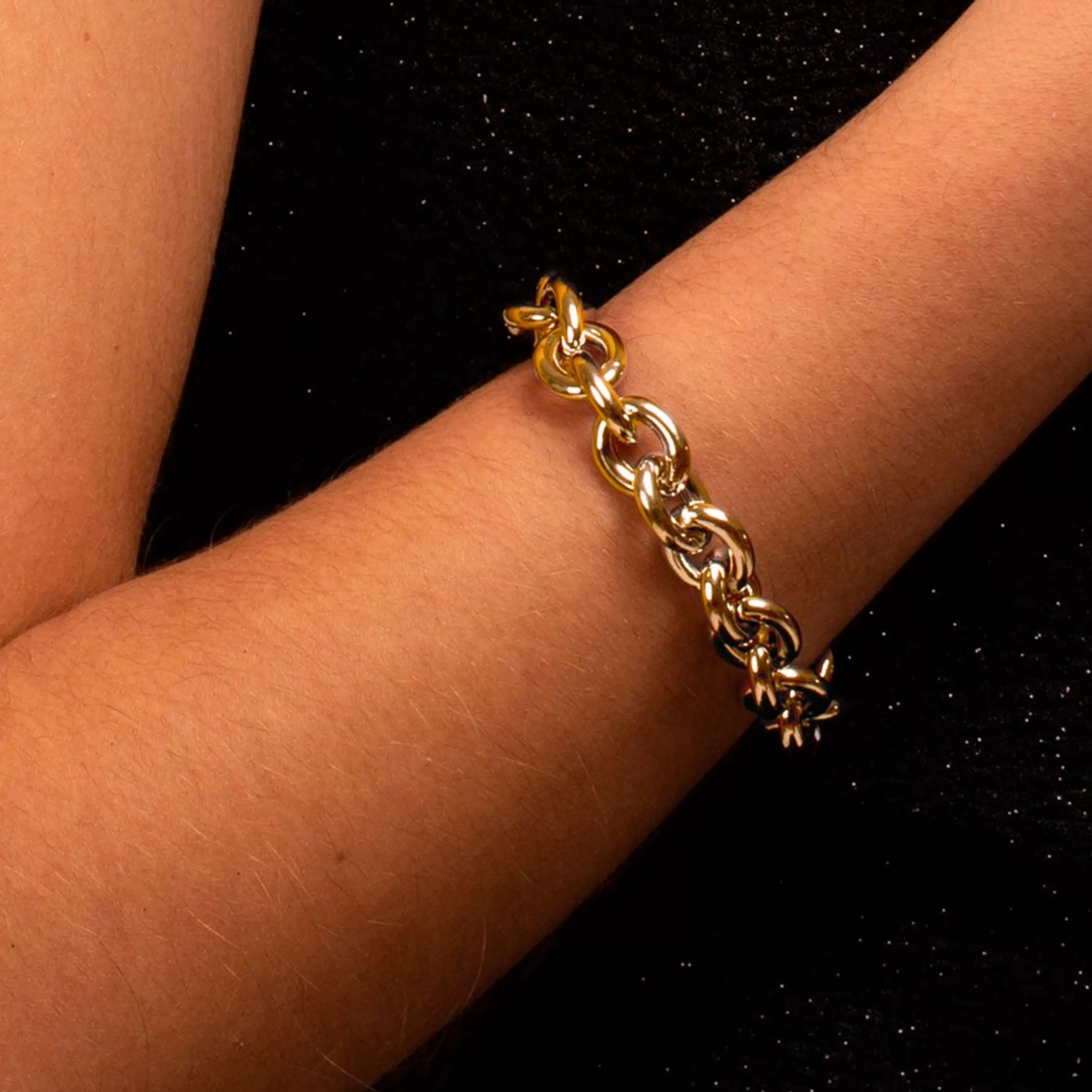 SINGULARU Pulsera Maillon Plata Bano Oro- Pulseras Maillon