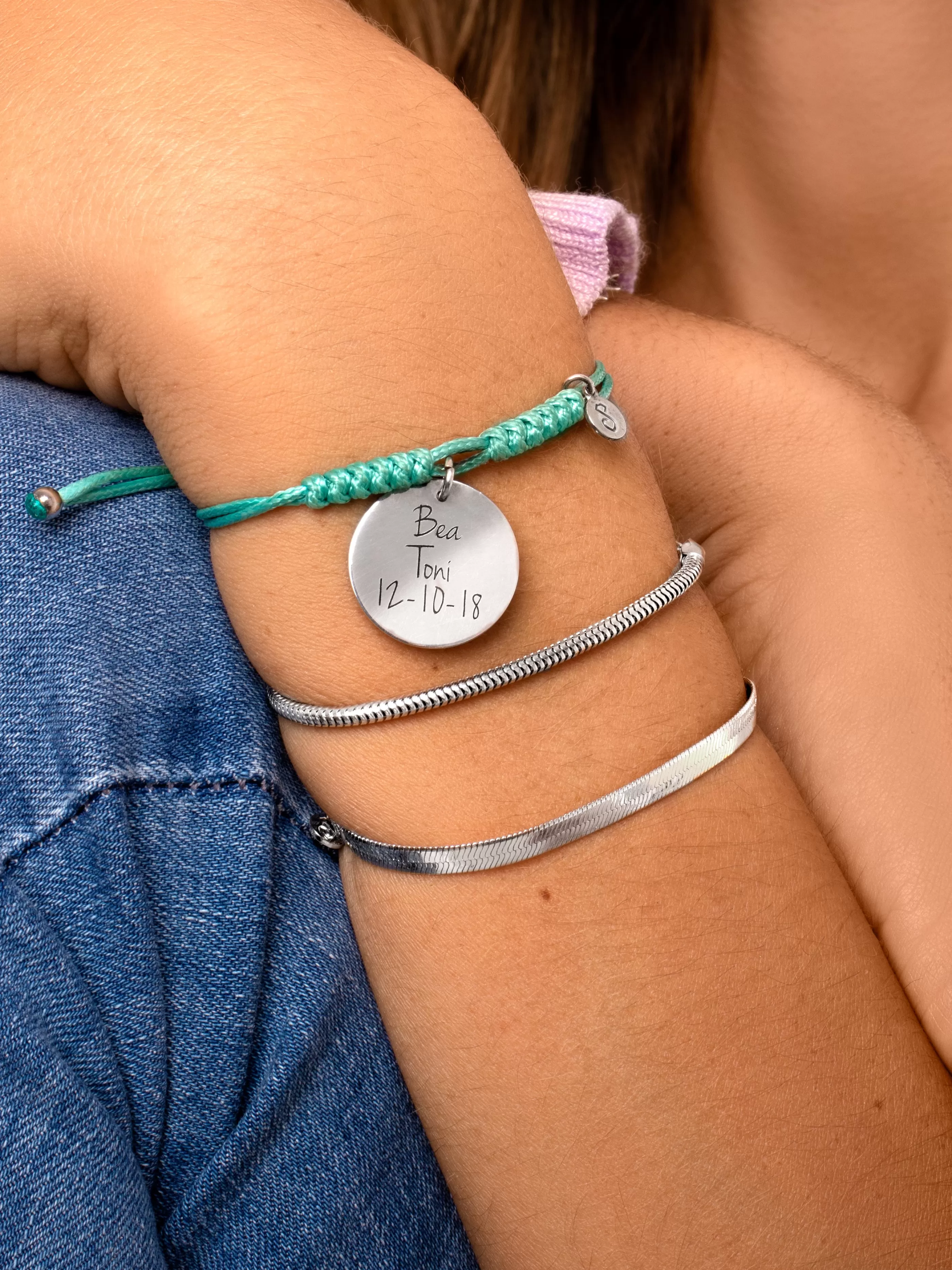 SINGULARU Pulsera Personalizada Dream Chic Emerald Plata- Pulseras Personalizadas