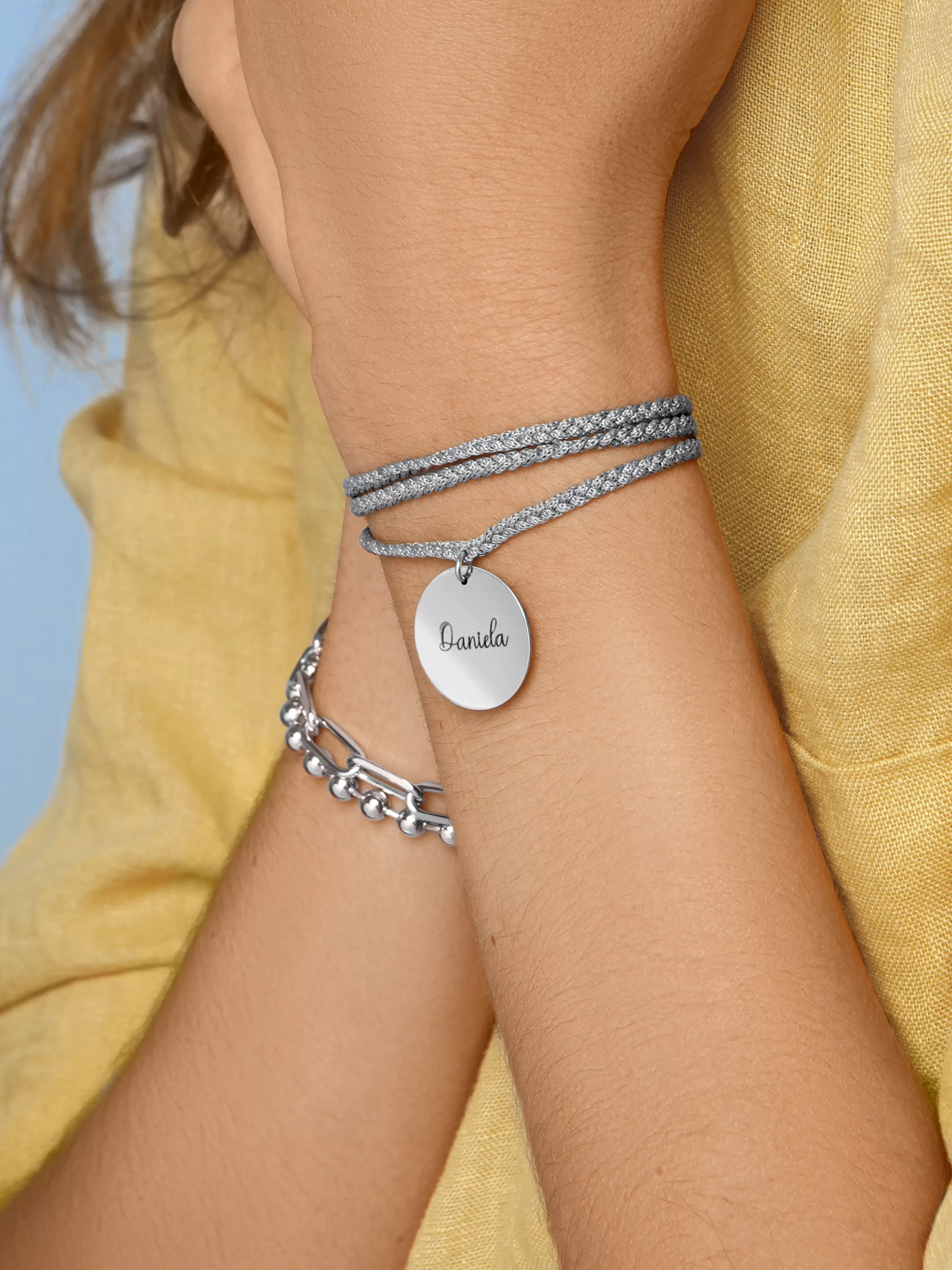 SINGULARU Pulsera Personalizada Dream Gris Oscuro Plata- Pulseras Personalizadas