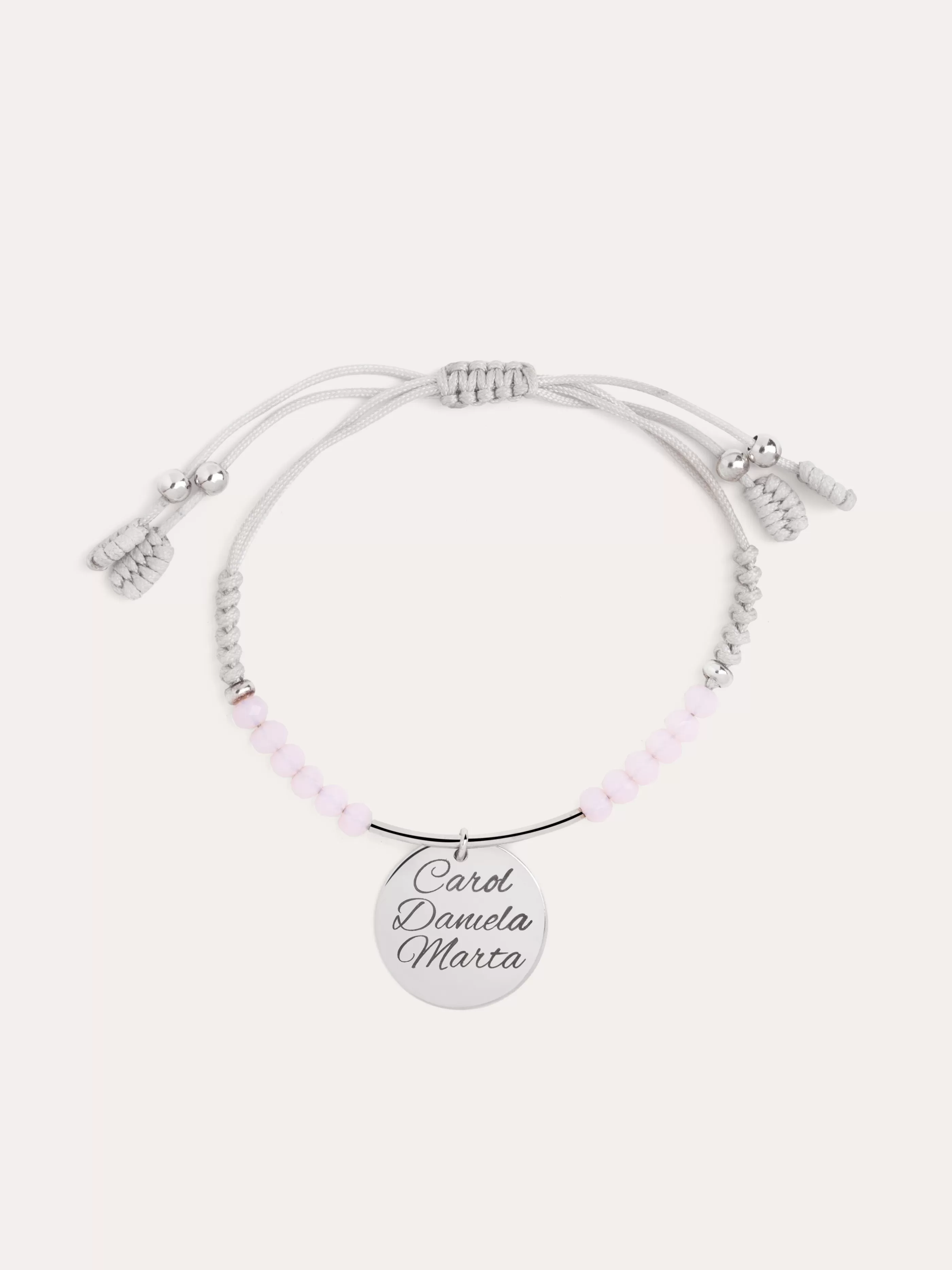 SINGULARU Pulsera Personalizada Dream Pink Plata- Pulseras Personalizadas