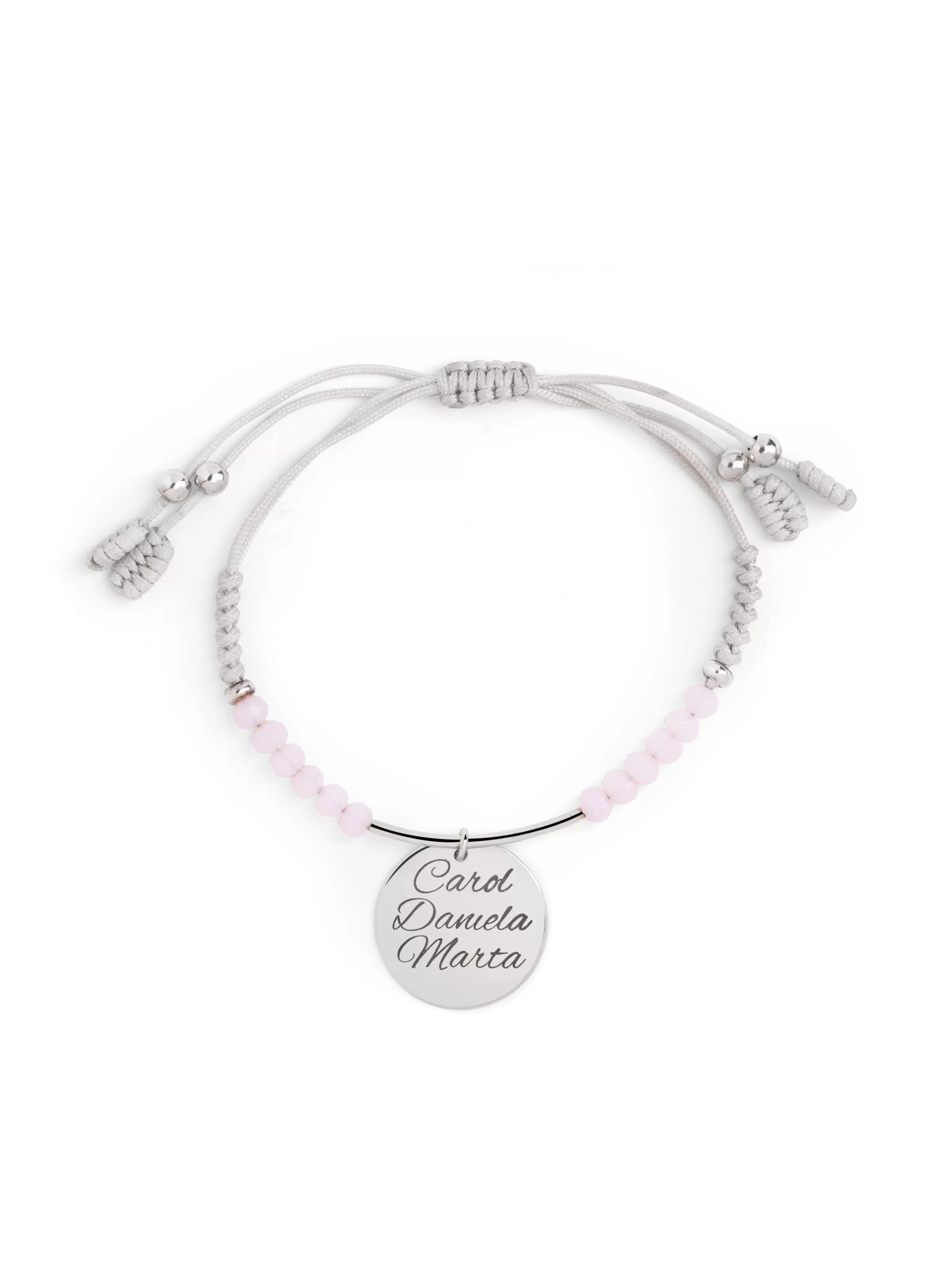 SINGULARU Pulsera Personalizada Dream Pink Plata- Pulseras Personalizadas