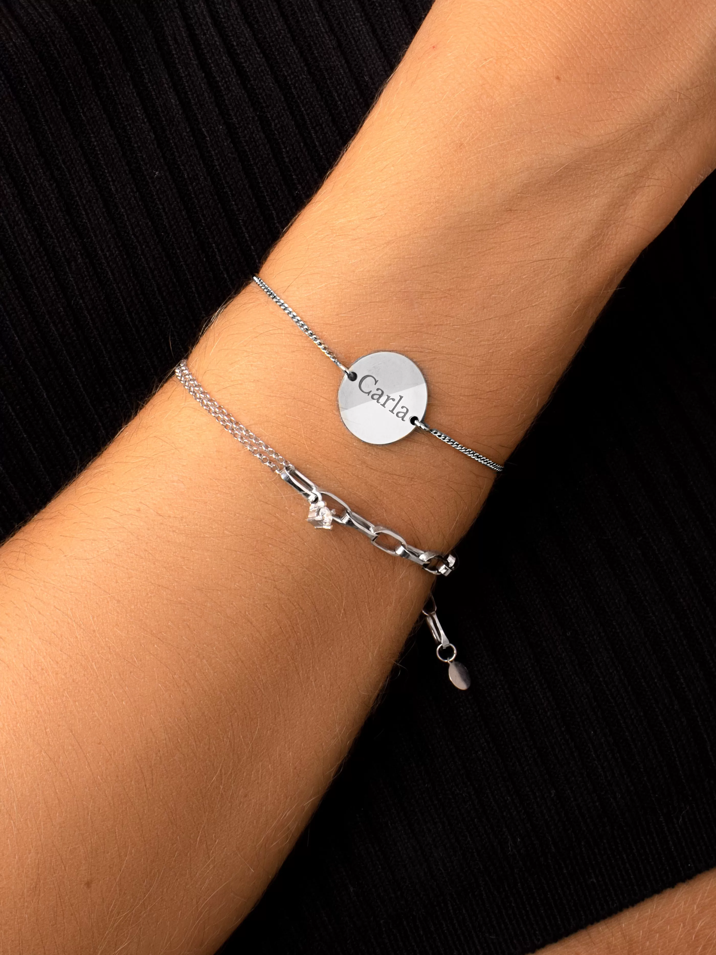 SINGULARU Pulsera Personalizada Moon Plata- Pulseras Personalizadas