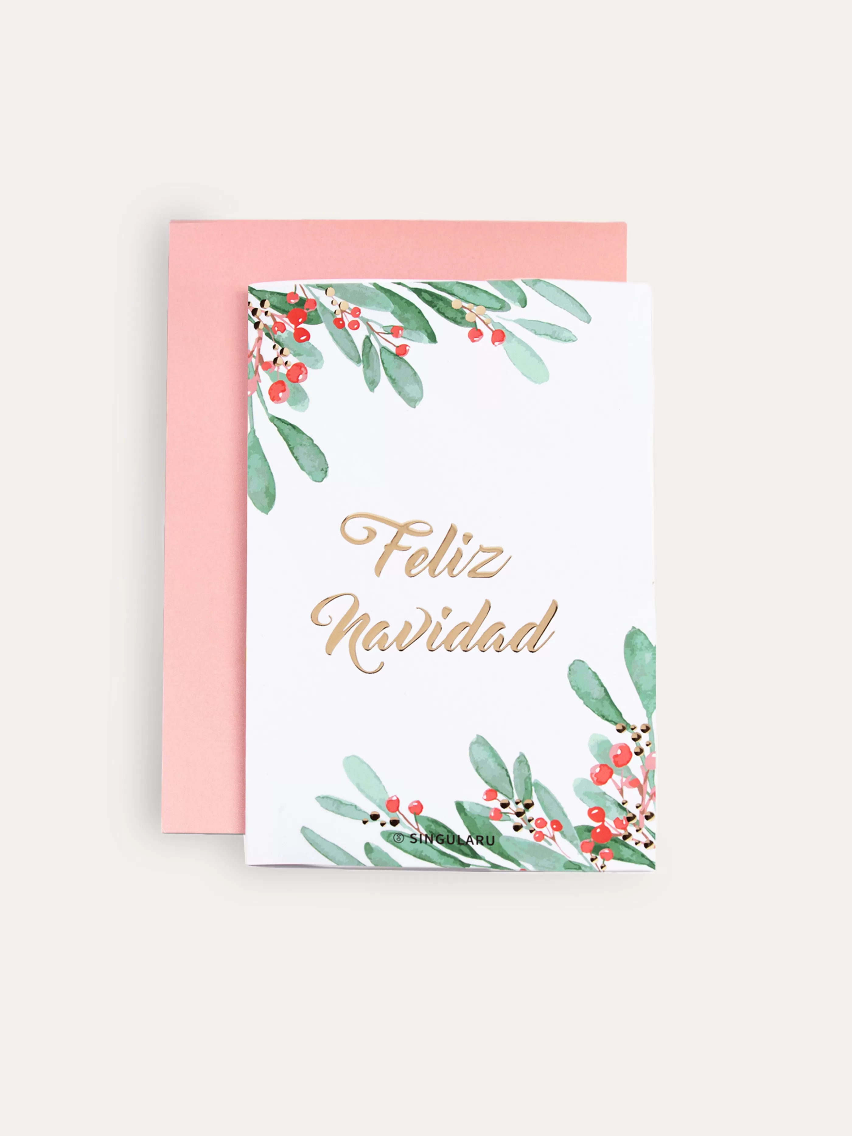 SINGULARU Tarjeta Feliz Navidad Holly- Accesorios