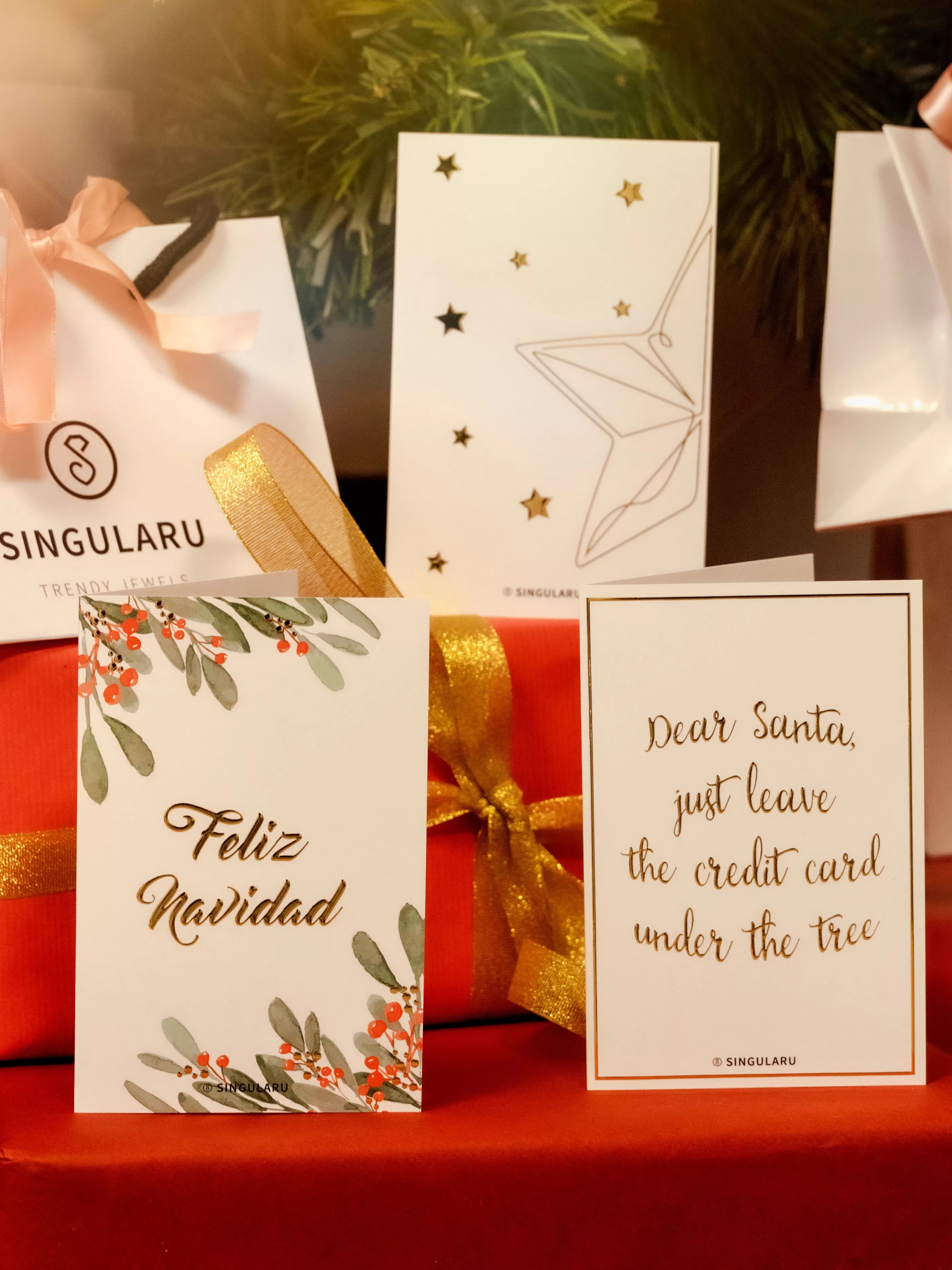 SINGULARU Tarjeta Feliz Navidad Holly- Accesorios