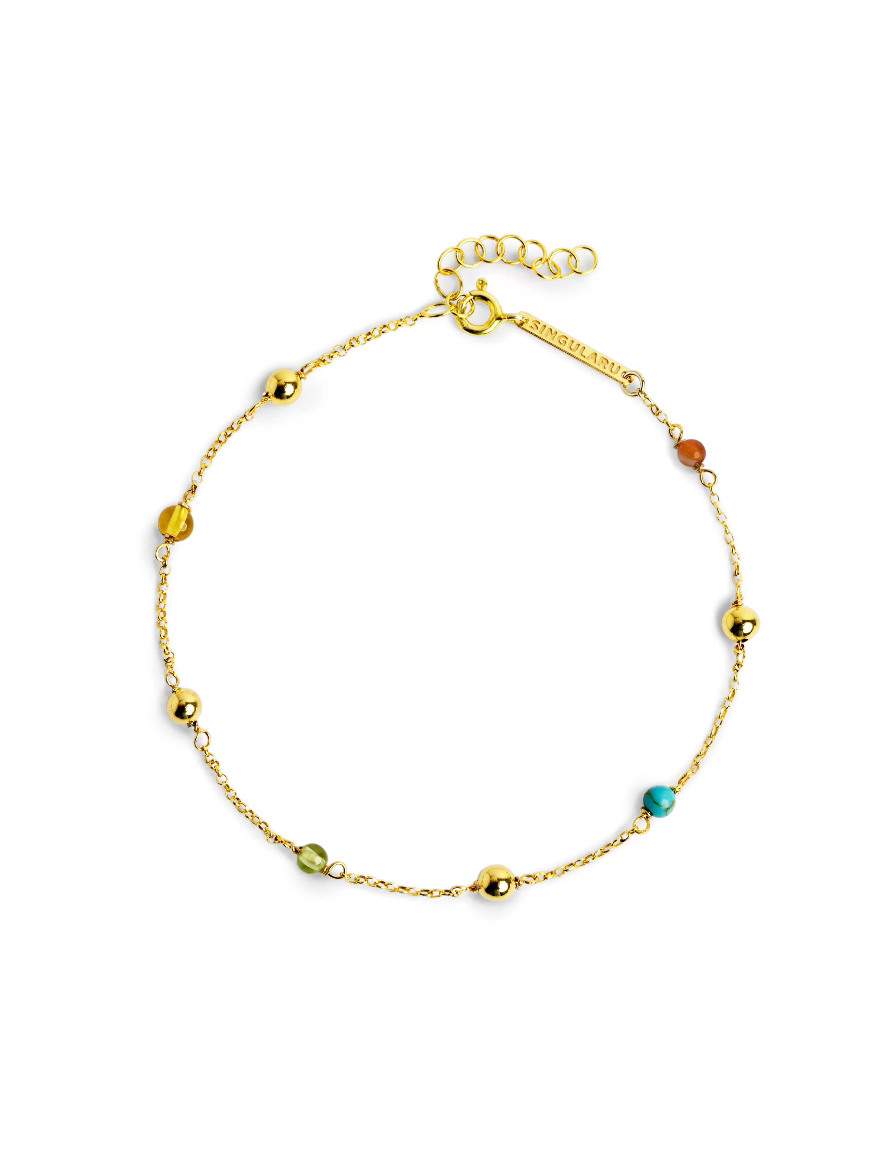 SINGULARU Tobillera Bahia Dots Colors Plata Bano Oro- Tobilleras
